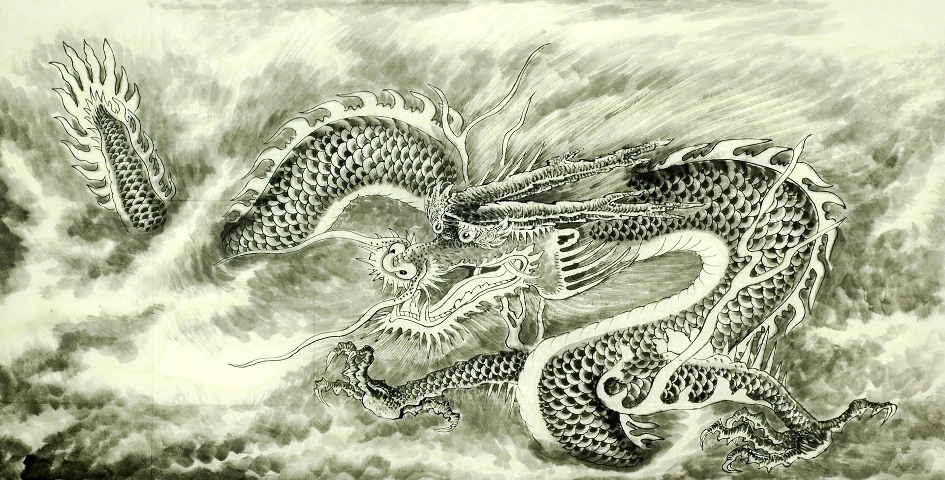 1920x976 Download Chinese Painting Eastern Dragon Wallpaper