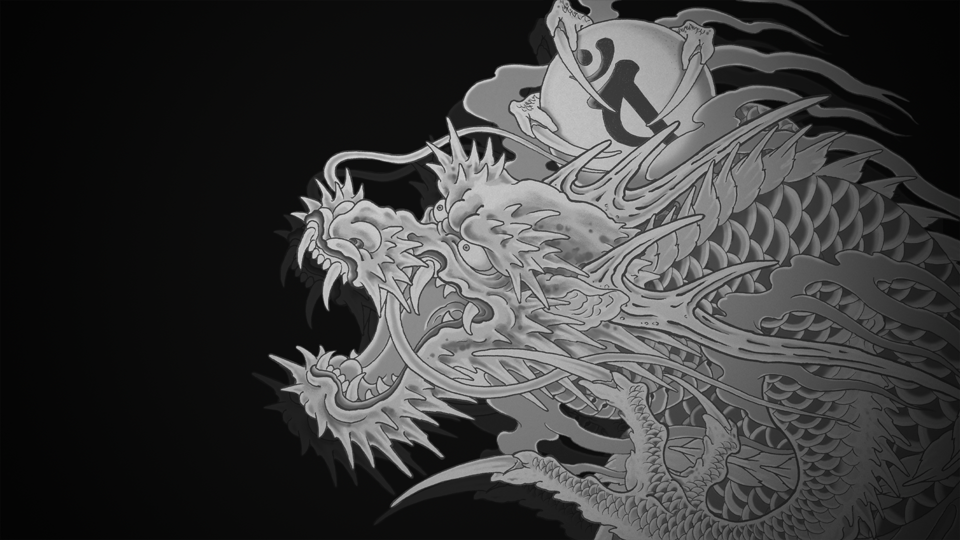 3840x2160 I made a dark version of the Kiryu Dragon wallpaper (4k)