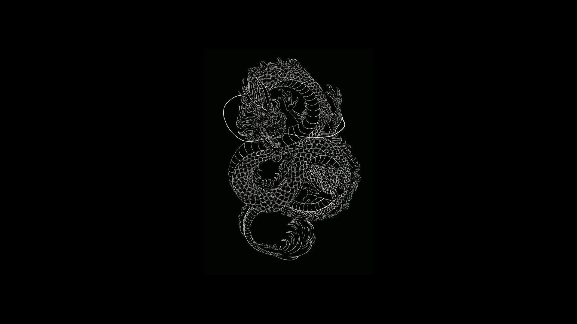 1920x1080 Mobile wallpaper: Fantasy, Dragon, Black & White, Minimalist, Chinese Dragon, 1054378 download the picture for free