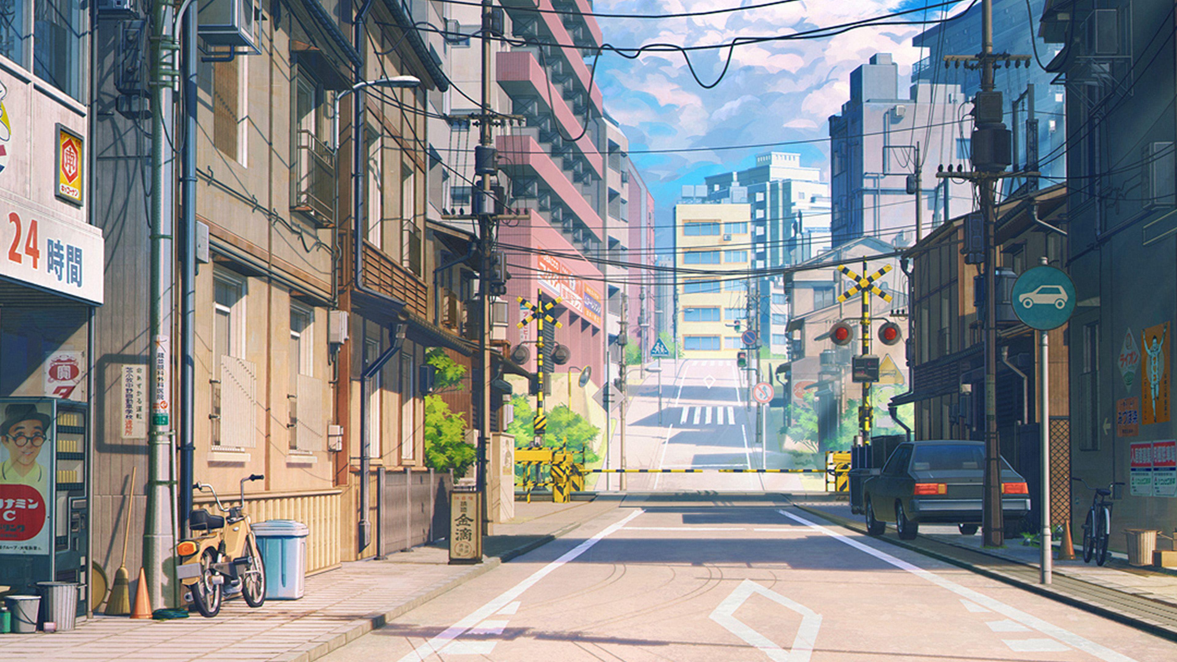 3840x2160 Anime Street 4k Wallpaper