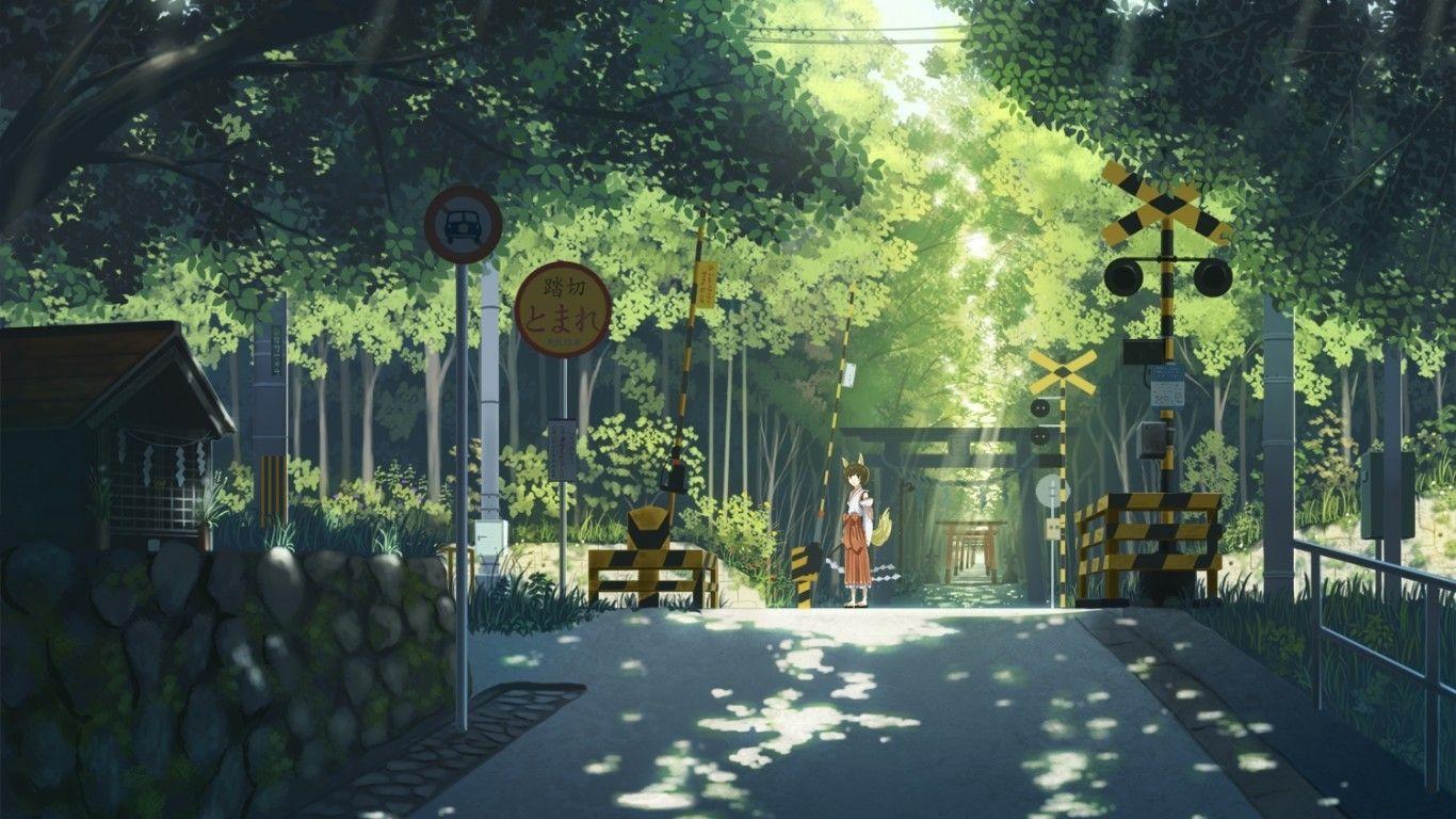 1366x768 Anime Street Wallpaper