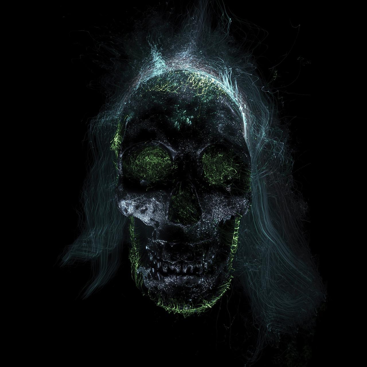 1280x1280 Skull Glowing Neon Wallpaper