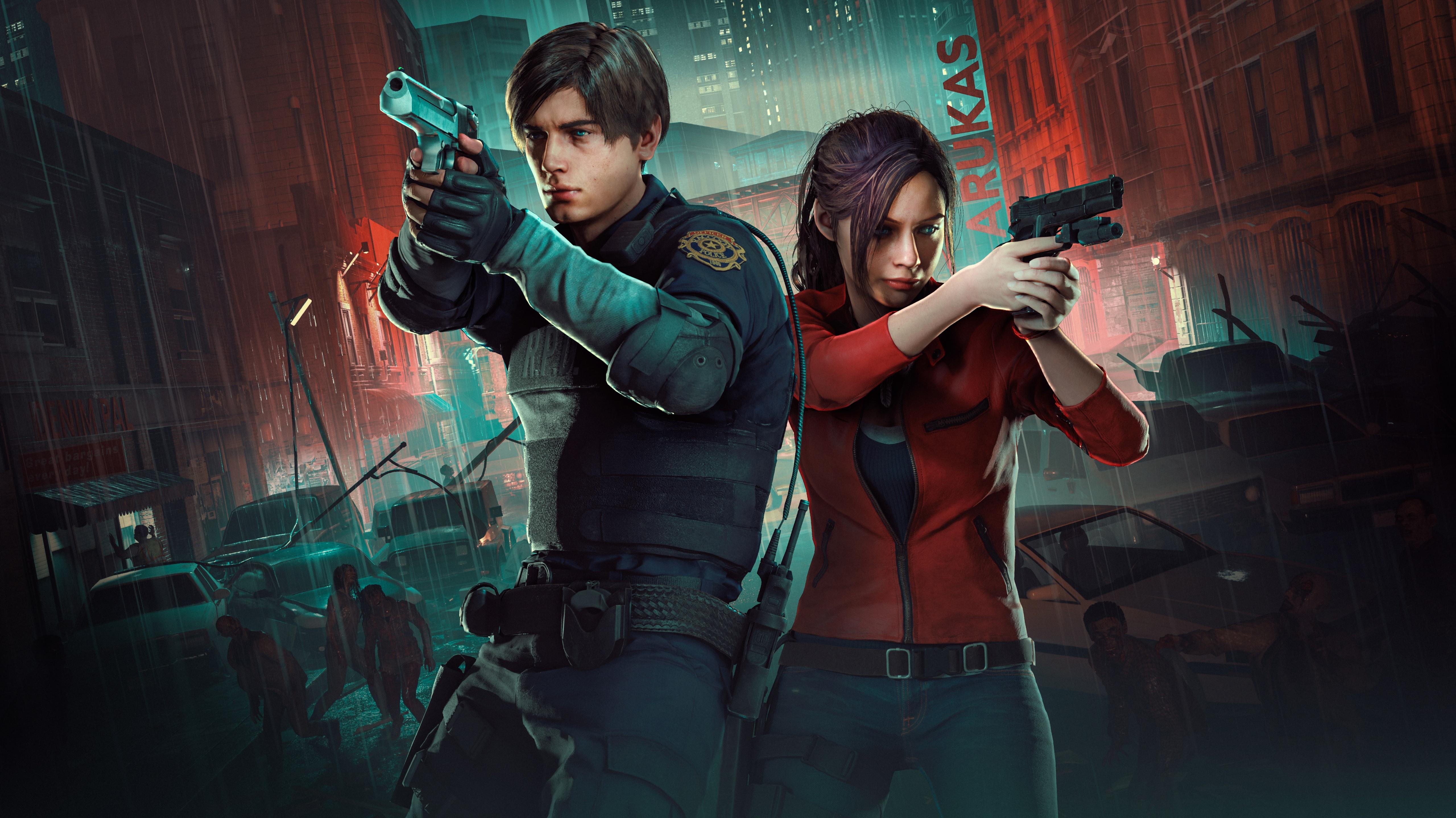 5120x2880 Resident Evil 2 Wallpaper 4K, Leon S. Kennedy, Claire Redfield
