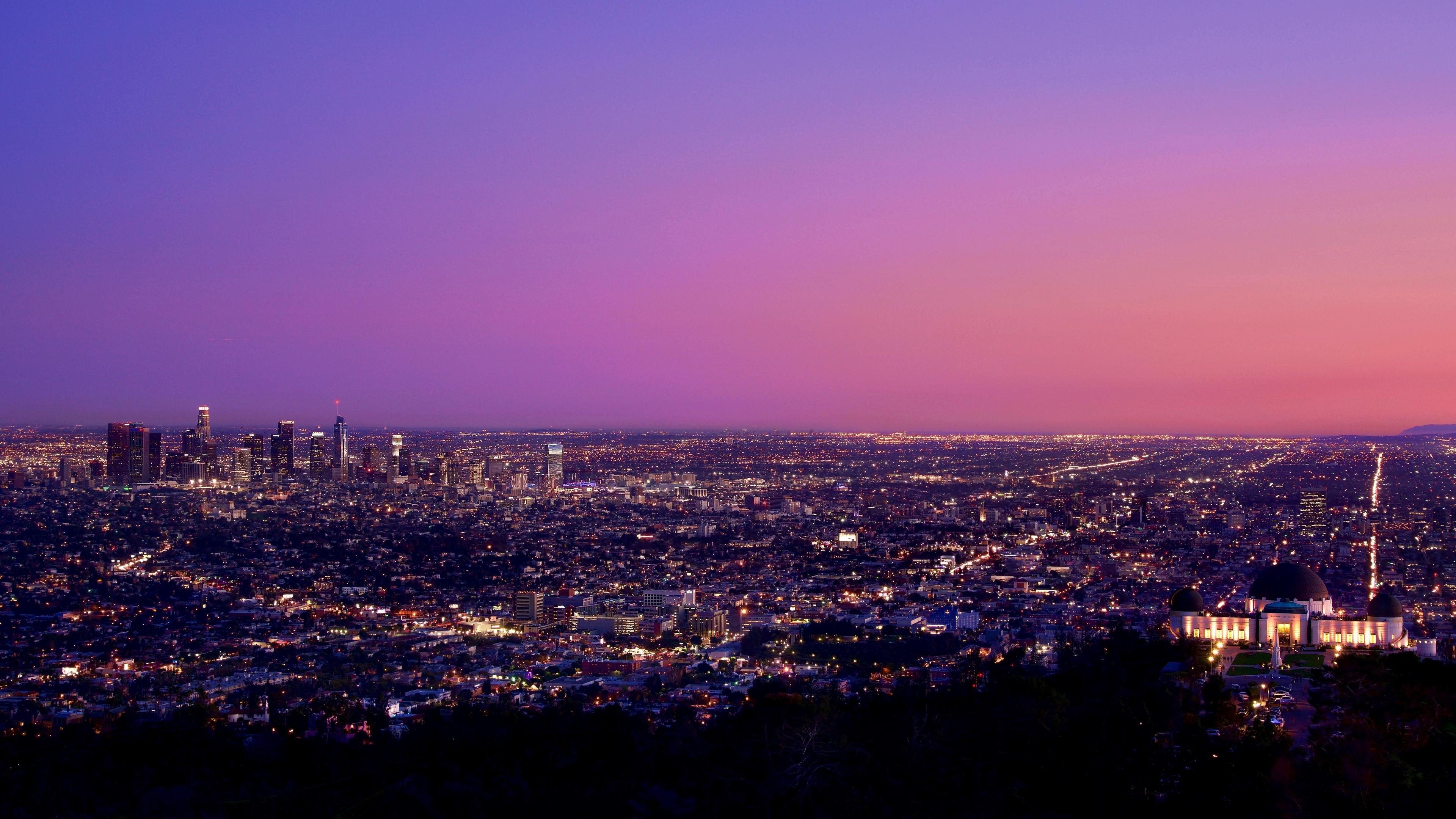 3840x2160 Wallpaper 4k night city, city lights, night, los angeles, united states 4k Wallpaper