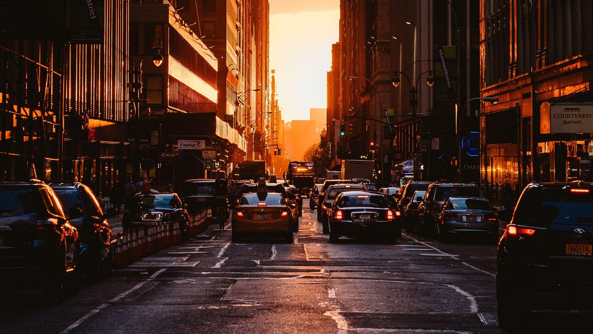 1920x1080 City sunset new york [1920x1080]. New york wallpaper, Sunset city, Sunset wallpaper