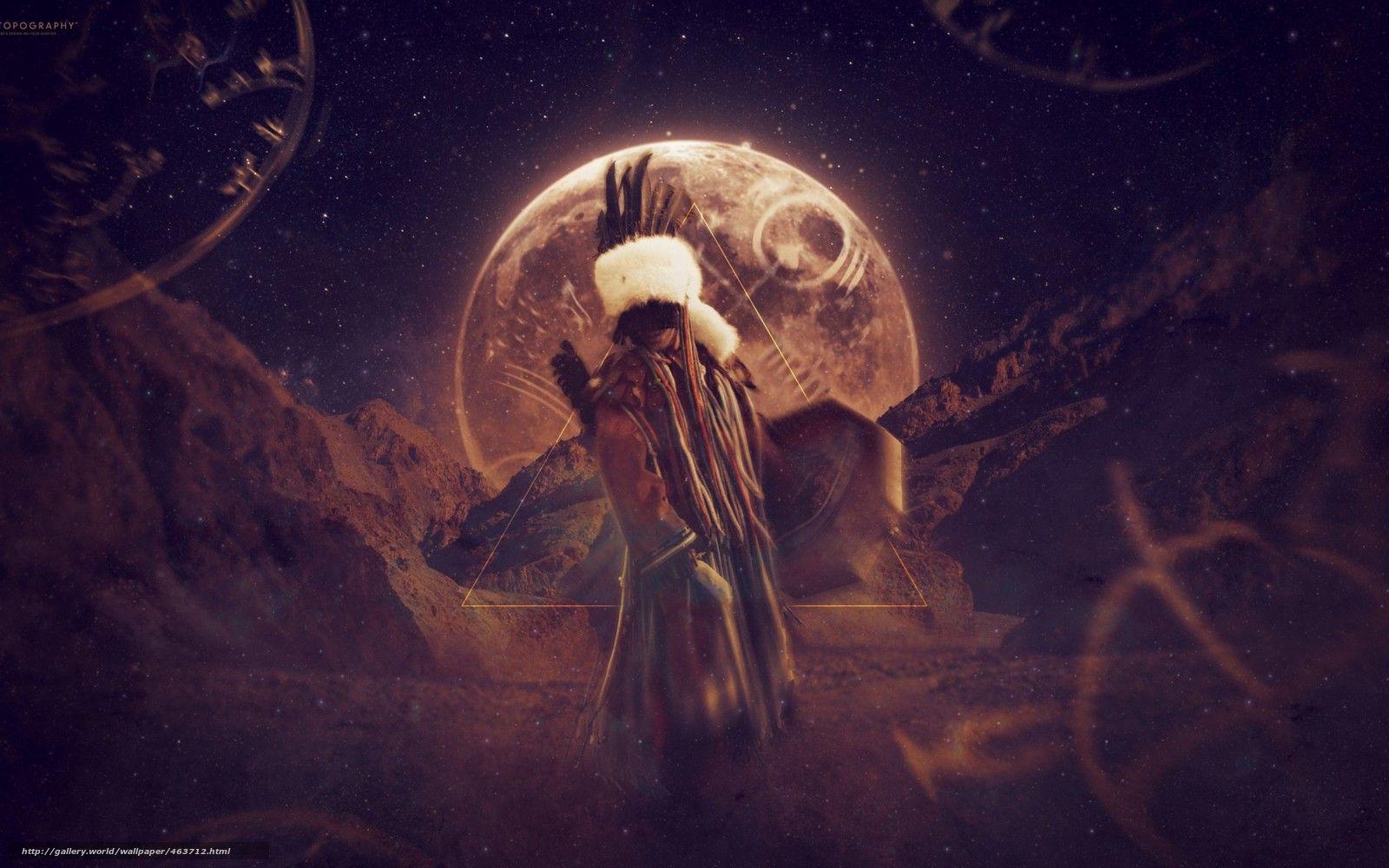 1600x1000 Download wallpaper spirit, Indian, shaman, tambourine free desktop