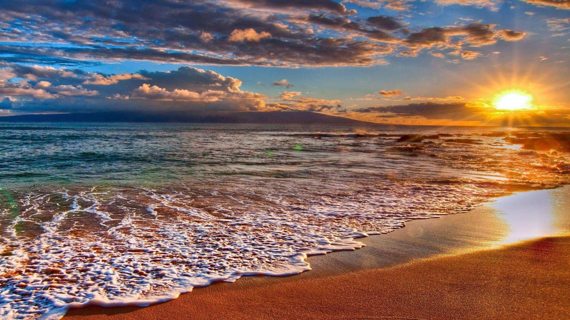 1920x1080 Download Aesthetic Beach Vibrant Sunset Wallpaper
