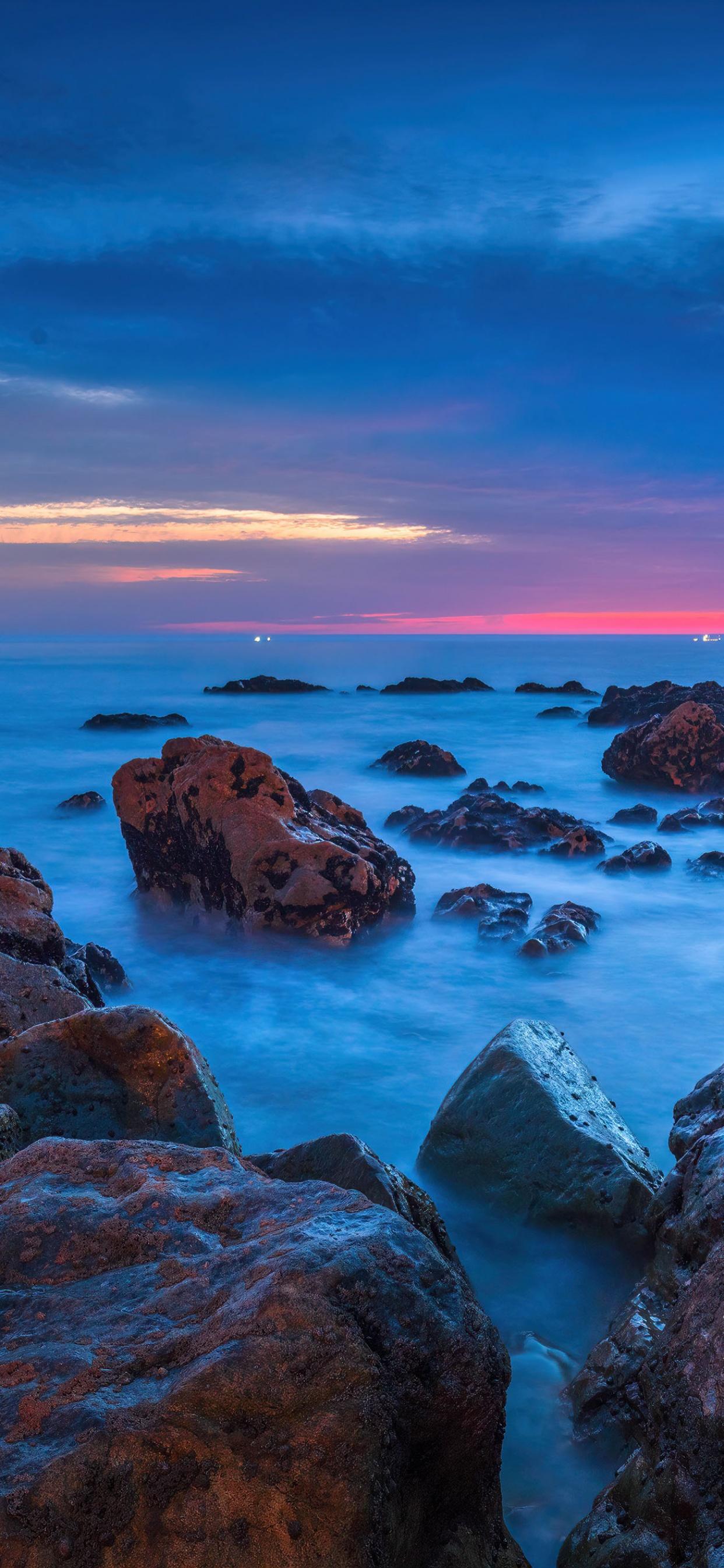 1242x2688 Beach Wallpaper 4K, Ocean, Sunset, Horizon, Nature
