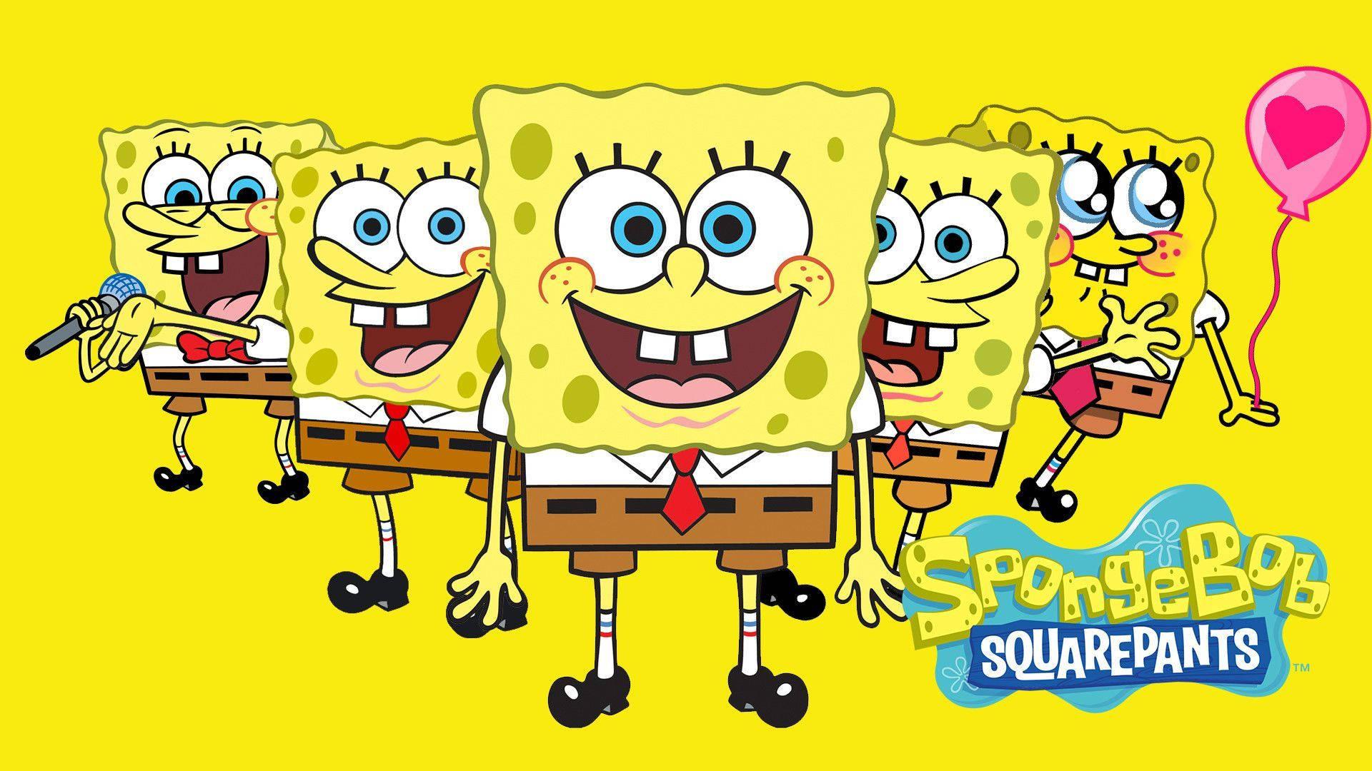 1920x1080 Download Cute SpongeBob Faces In Five Expressions Poster Wallpaper