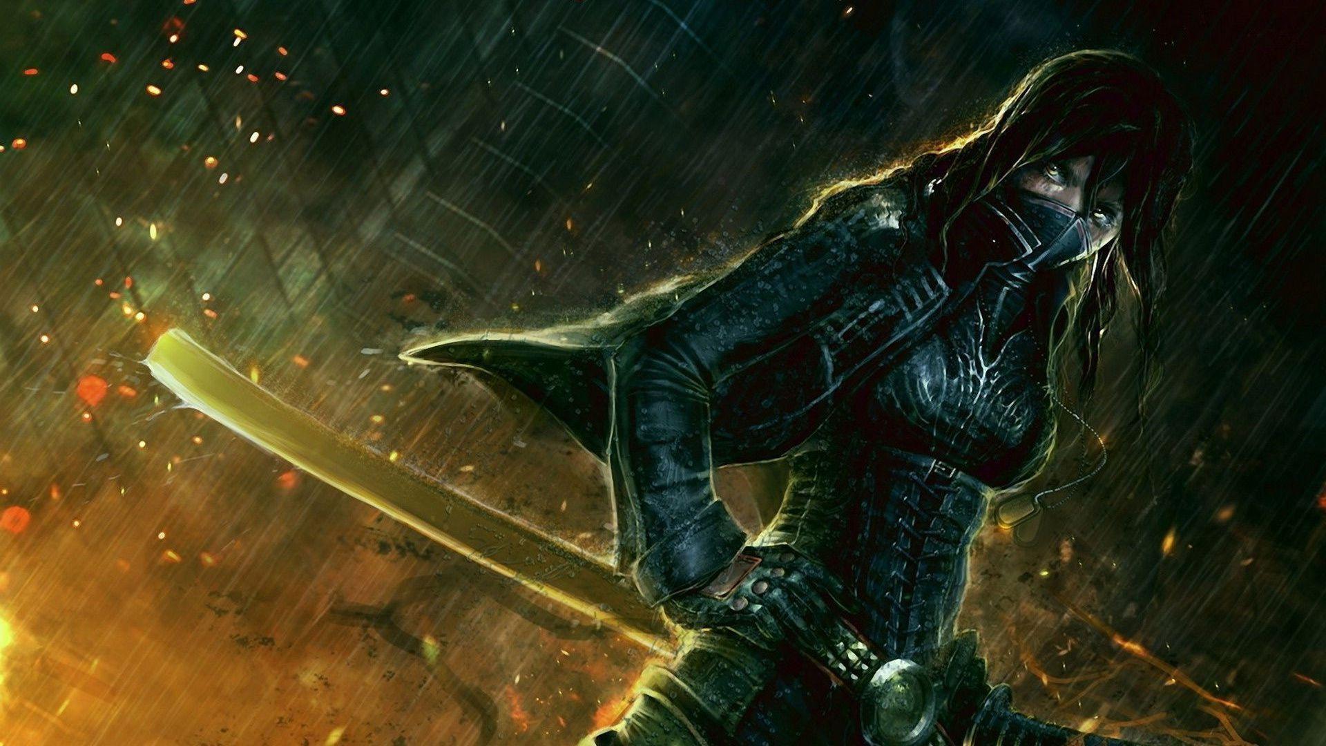 1920x1080 artwork, concept art, girl, fantasy art, ninjas