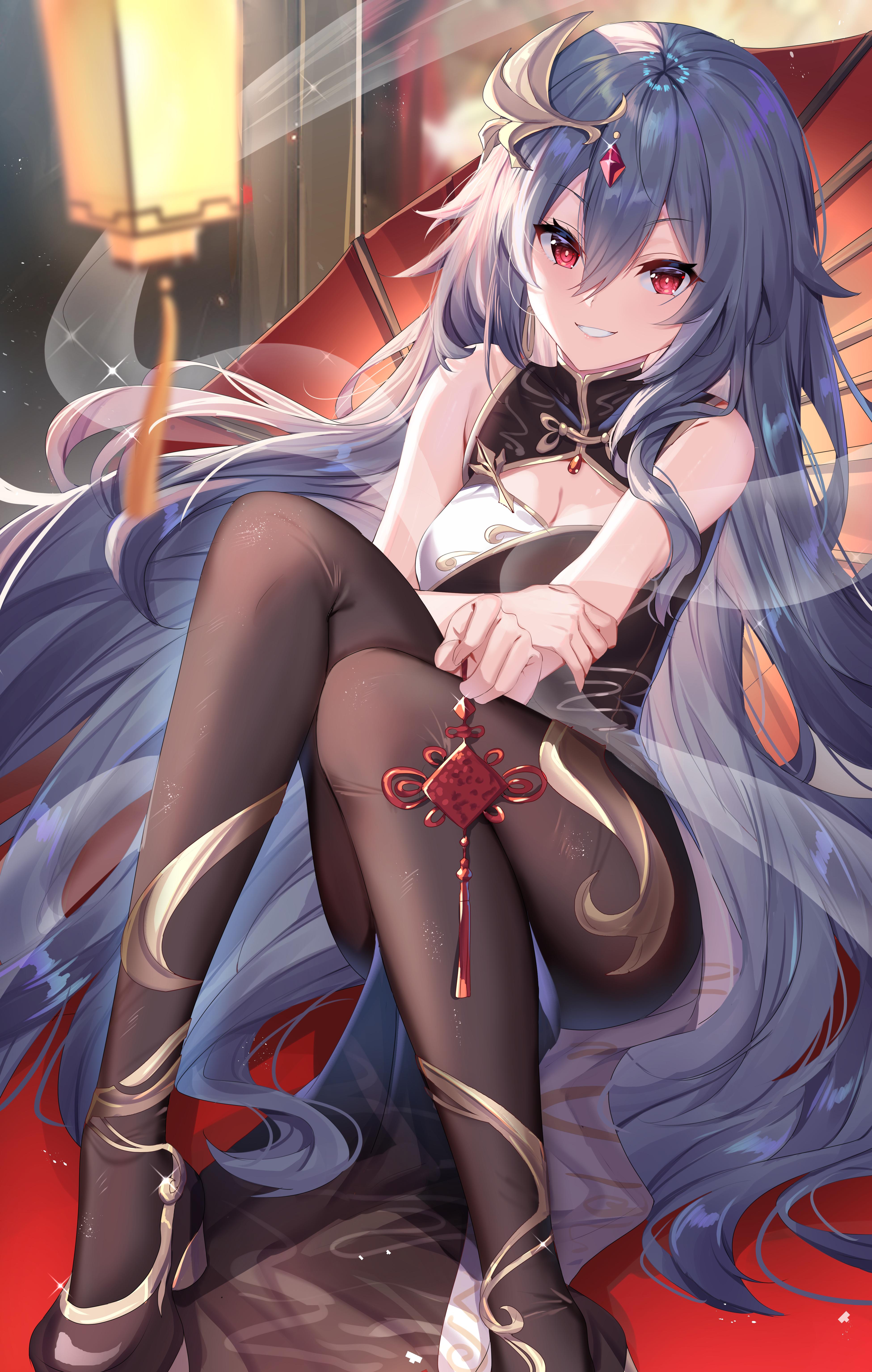 3902x6140 Honkai Impact Honkai Impact 3rd Fu Hua Anime Girls Blue Hair Red Eyes Wallpaper:3902x6140