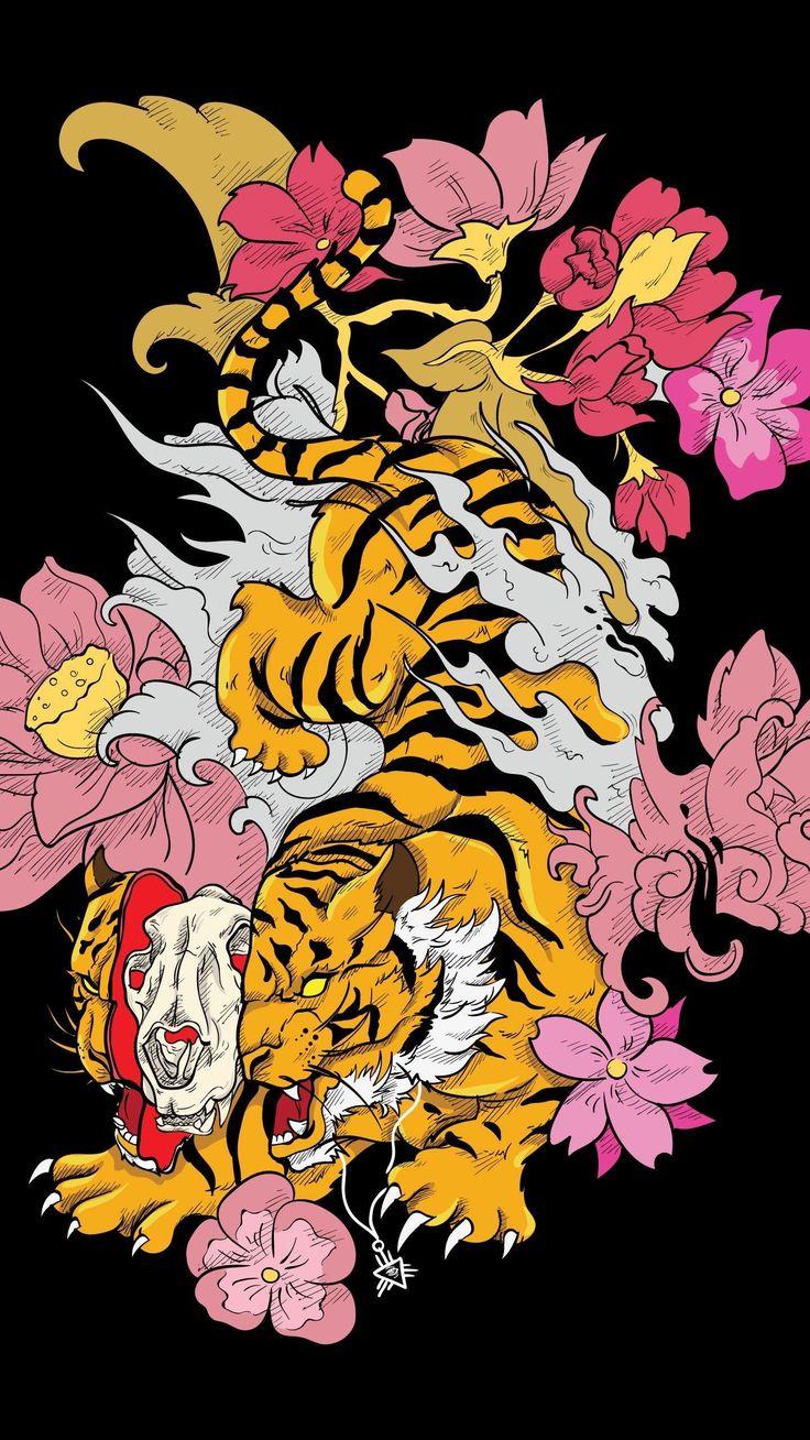 736x1308 Tiger Art Wallpaper for mobile phone, tablet, desktop computer and other devices HD and 4K wallpaper. Tiger art, Art wallpaper, Japanese pop art