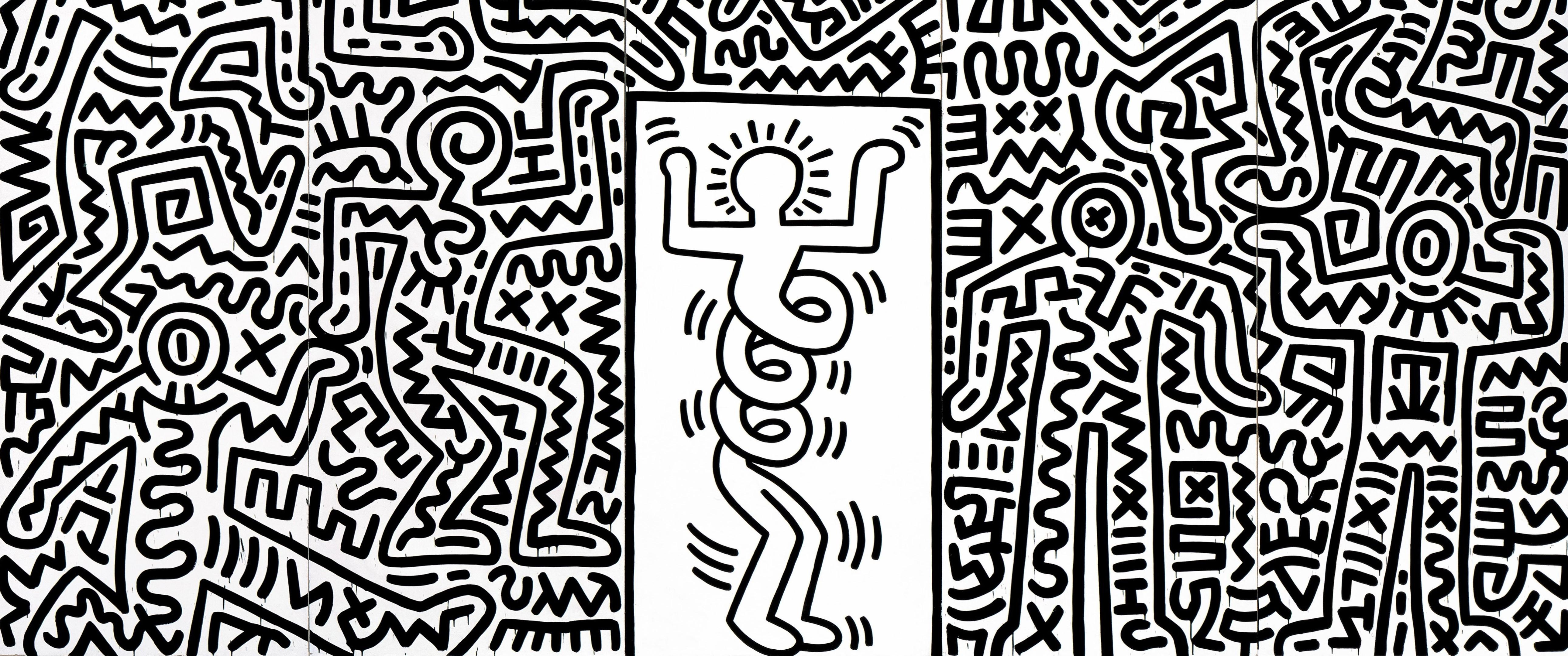 5160x2160 4K, Keith Haring, pop art, drawing, acrylic, fabric, cotton Gallery HD Wallpaper