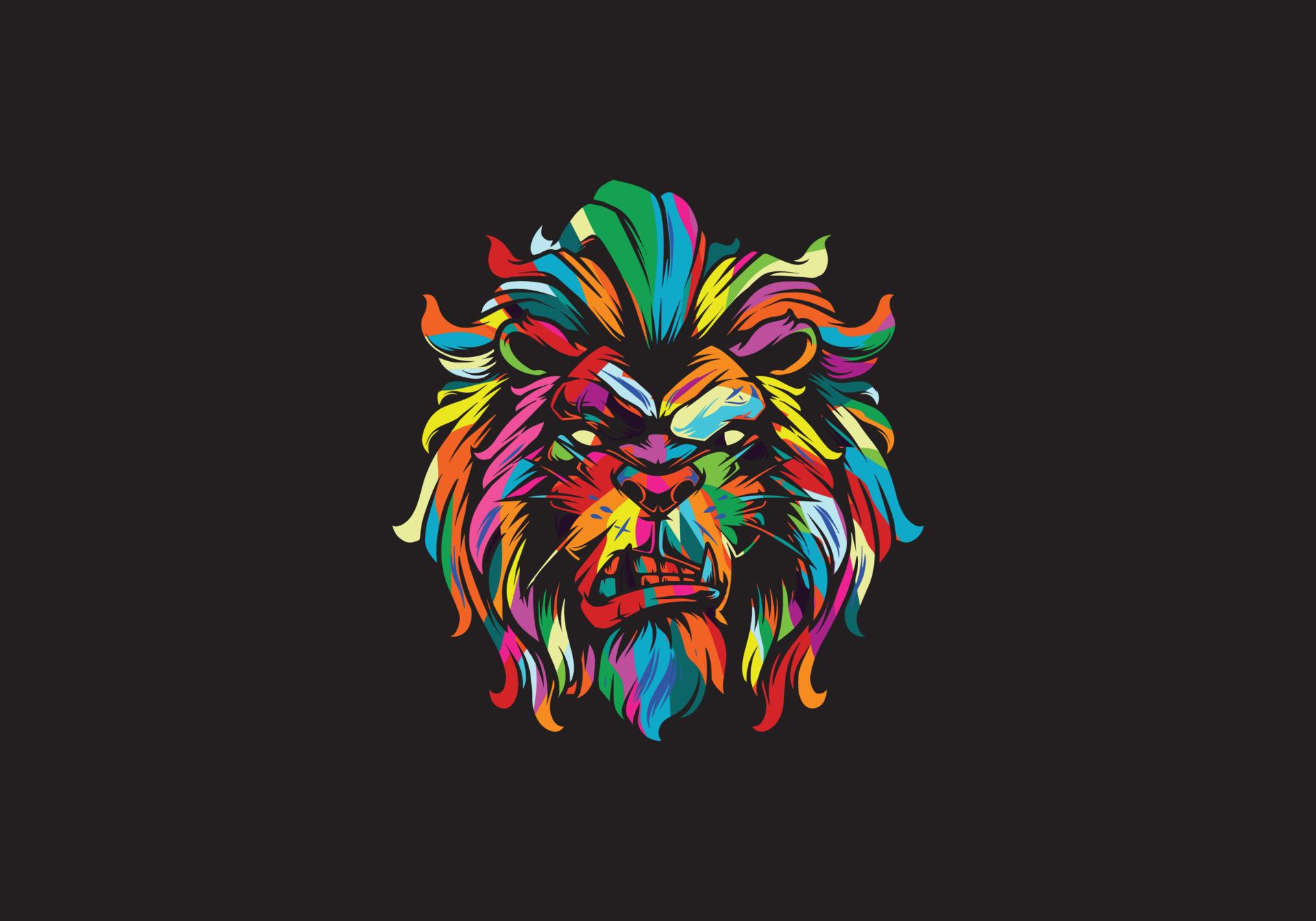 1920x1344 Lion head animals pop art colorful vector