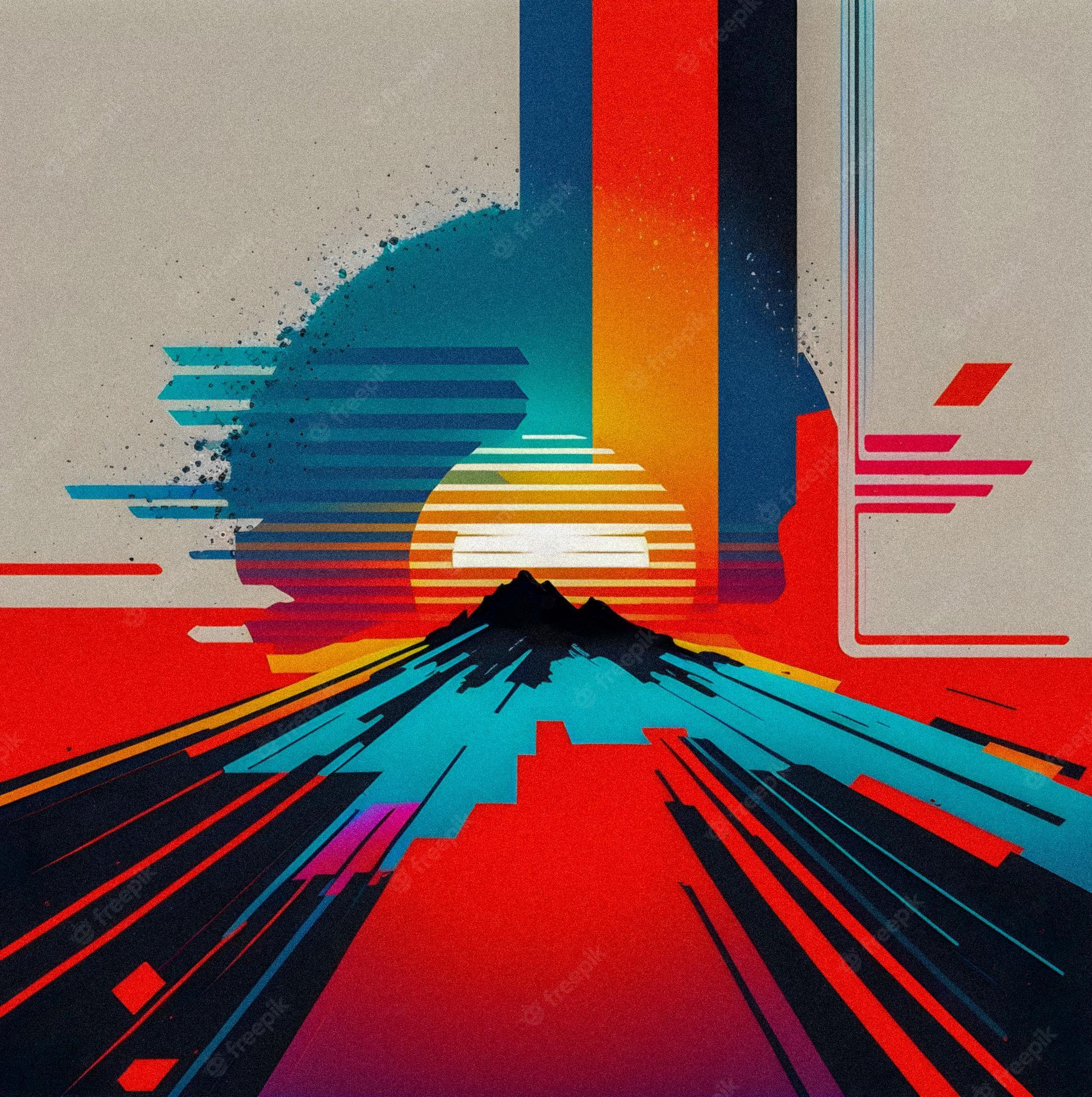 1990x2000 Premium Photo. Pop art minimalism retro futurism art environmental art space illustration granular texture