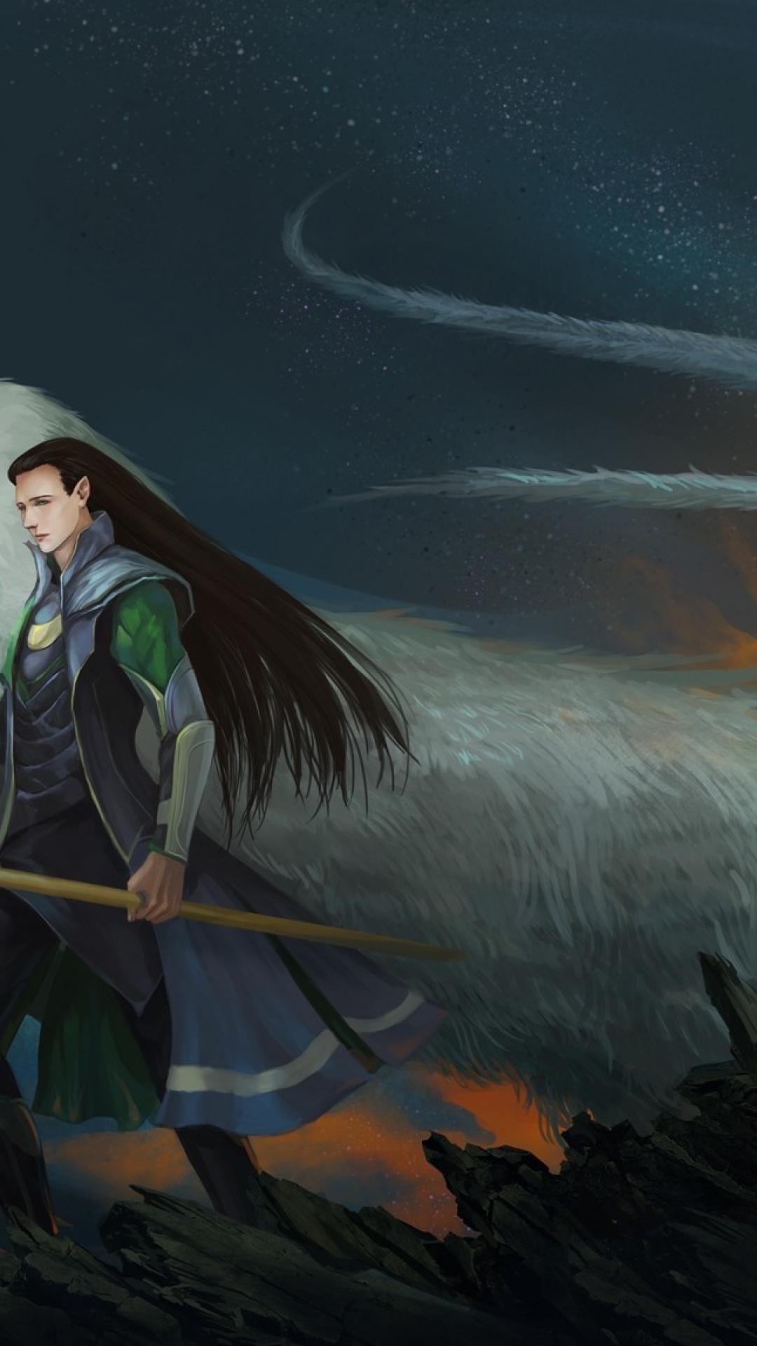 1080x1920 Fantasy long hair loki gods norse beasts sceptres wallpaper