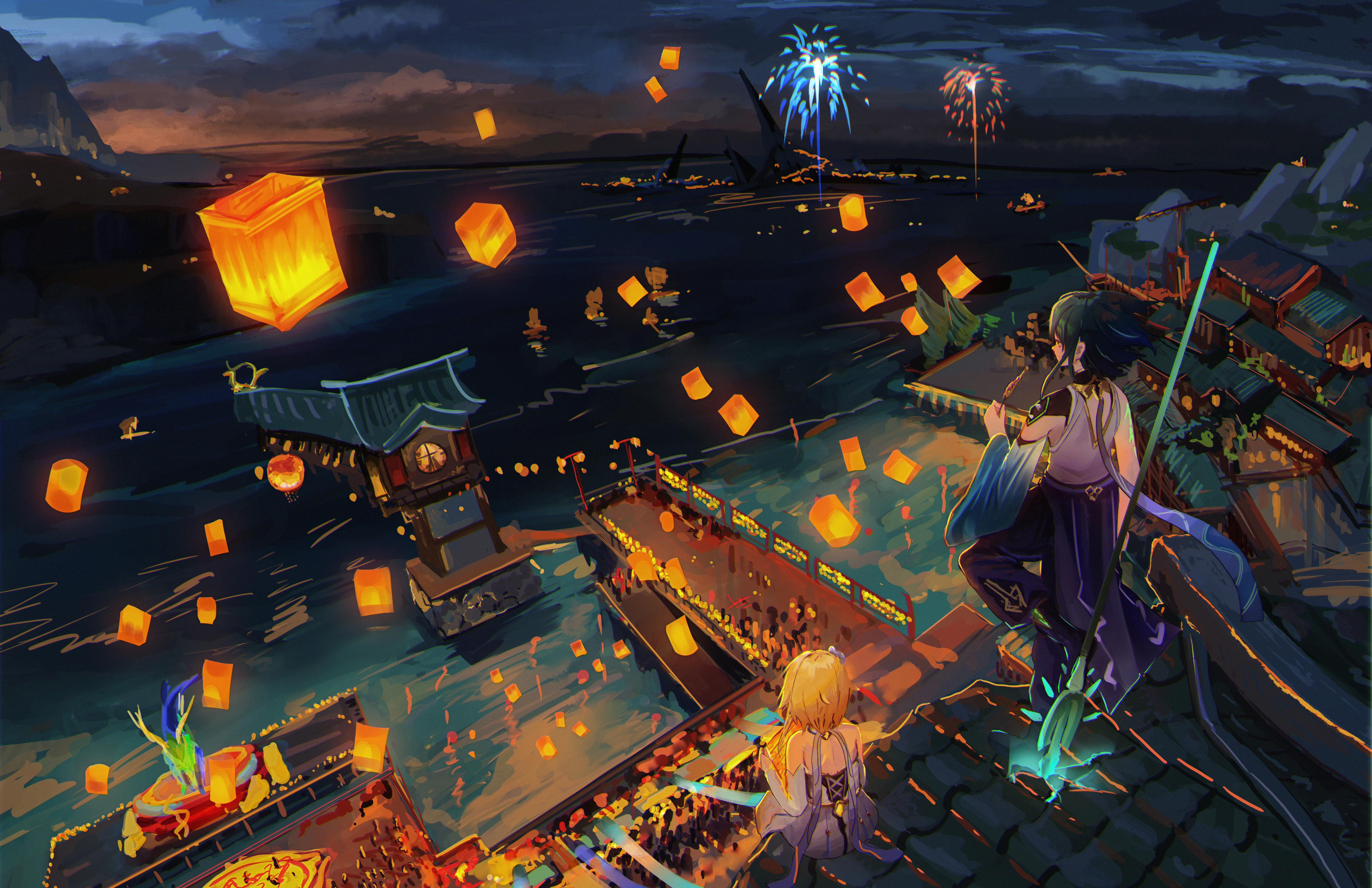 5388x3487 4K Lantern Rite (Genshin Impact) Wallpaper. Hintergründe