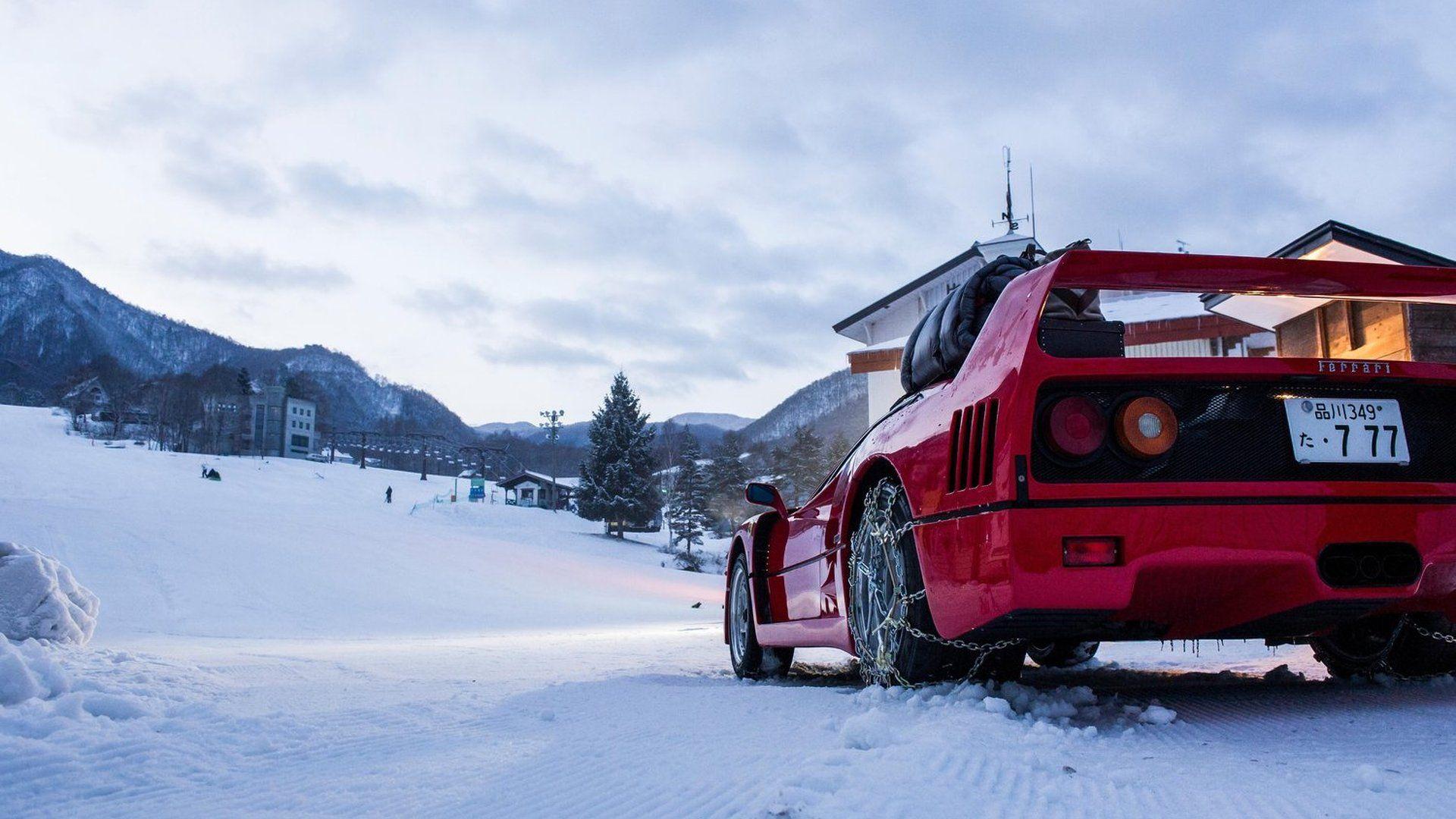 1920x1080 Ferrari F40 tackles ski slope