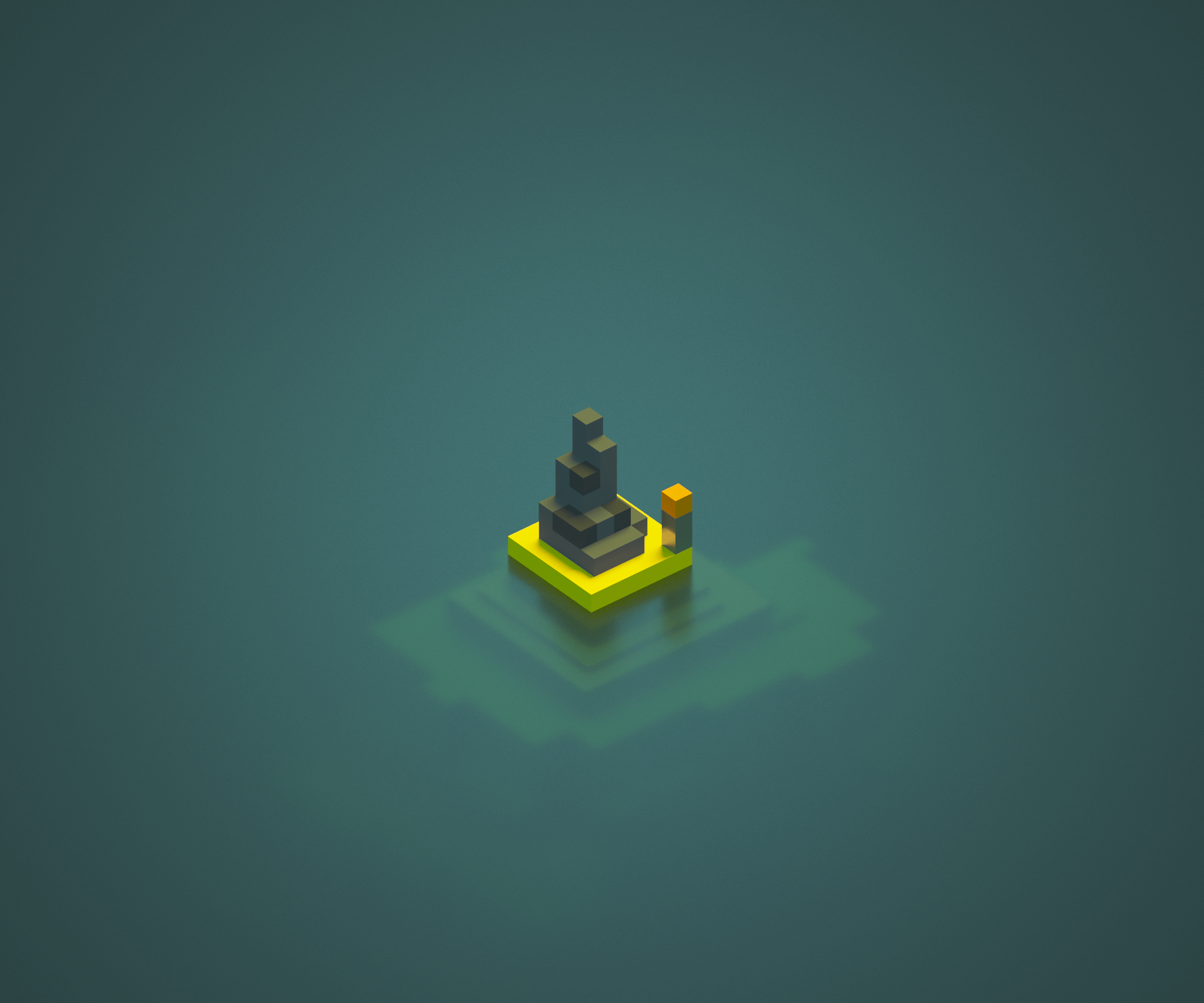 2048x1706 Sea Block Voxel Wallpaper