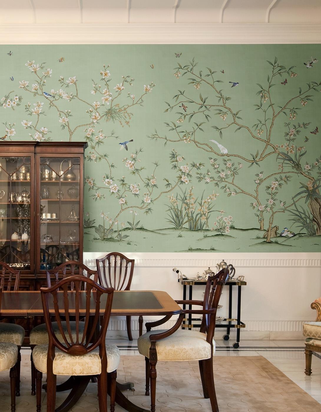 1090x1400 Palazzo Green. Chinoiserie Mural Wallpaper