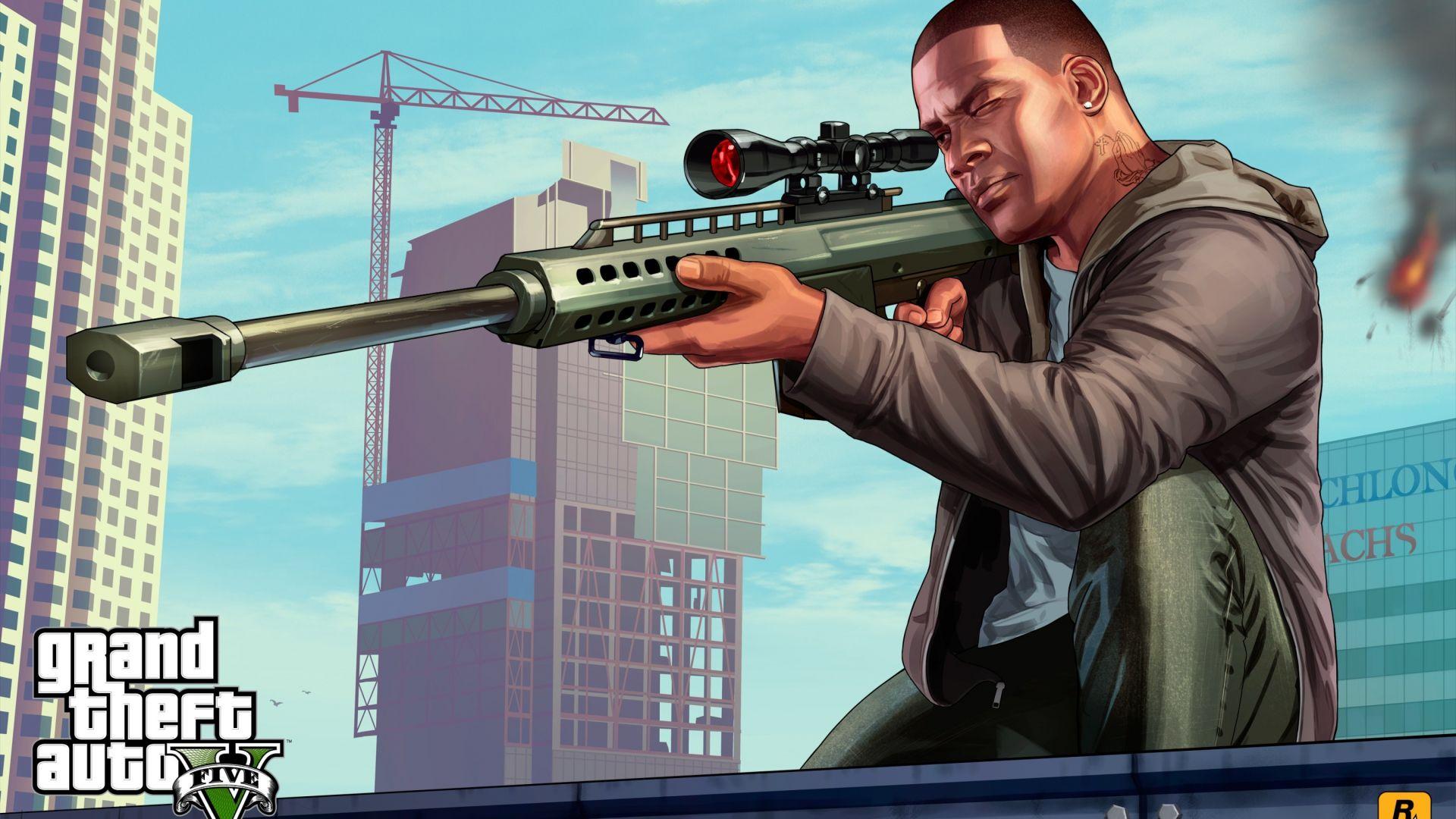 1920x1080 Desktop Wallpaper Franklin Clinton, Video Game, Sniper, Gta Grand Theft Auto V, Game, 4k, HD Image, Picture, Background, 4efb27