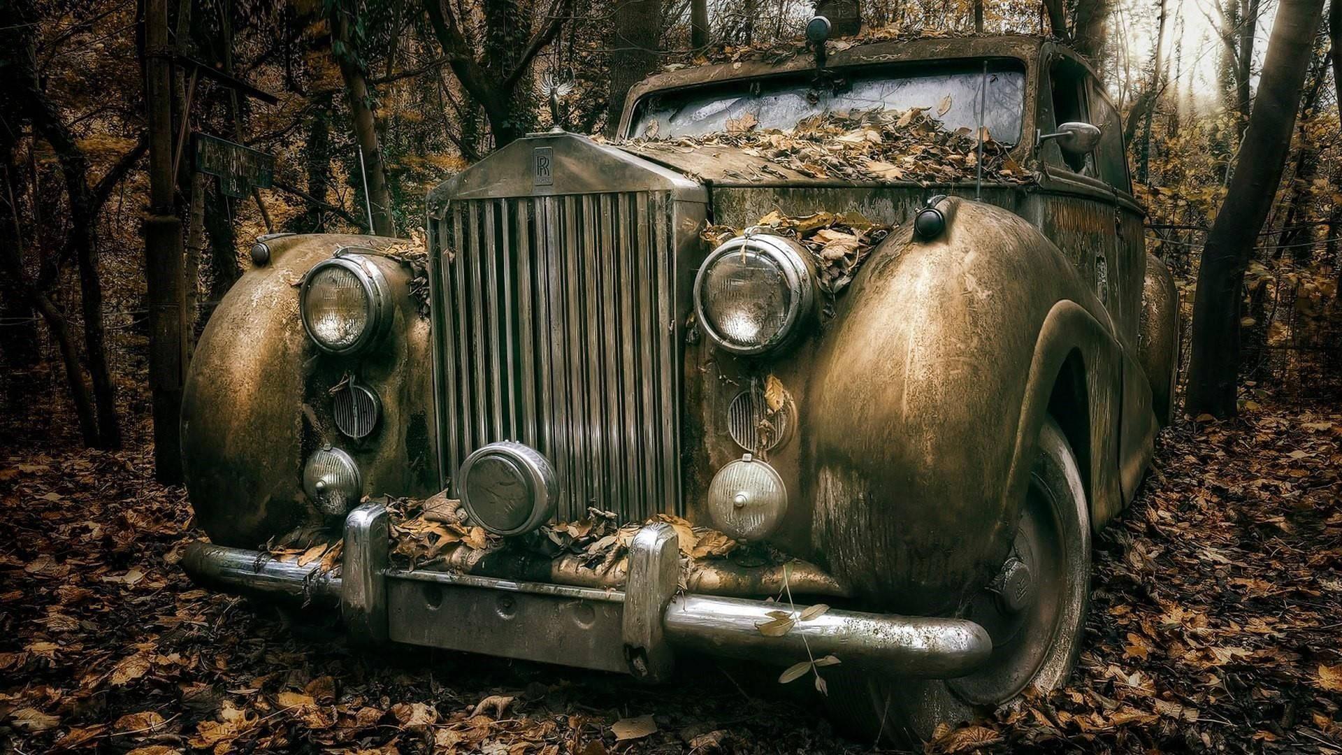 1920x1080 Download Abandoned Classic Rolls Royce Car Wallpaper