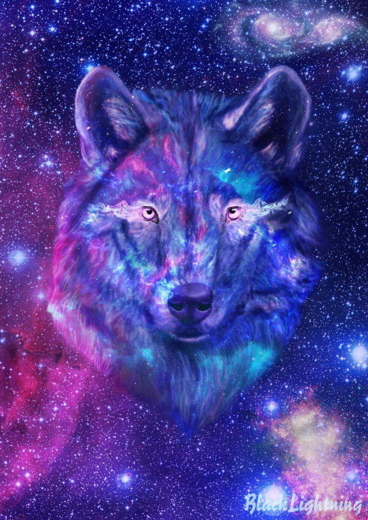 752x1063 Anime Galaxy Wolf Wallpaper