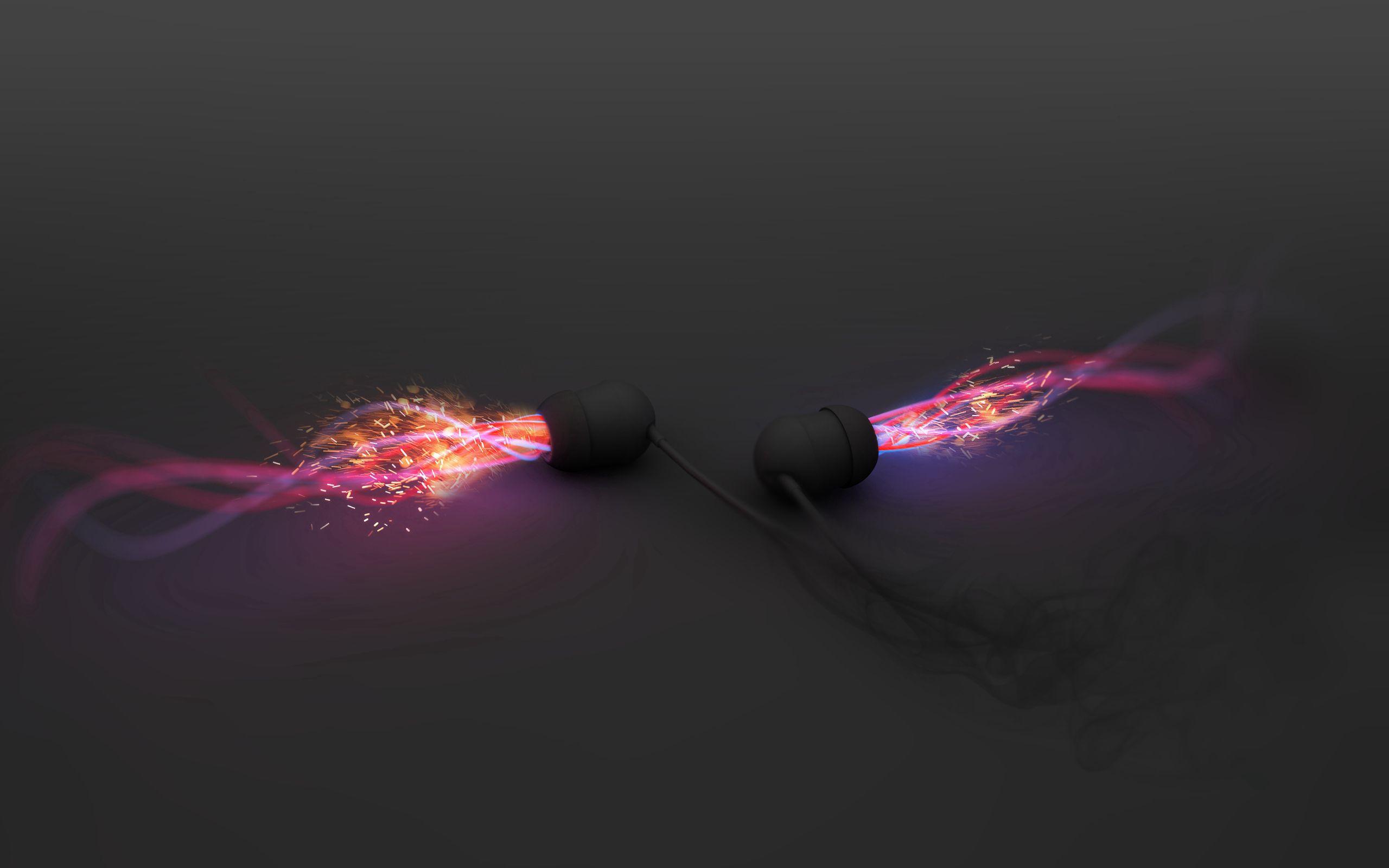 2560x1600 Mobile wallpaper: Music, Shine, Abstract, Surface, Neon, Light, Headphones, 81049 download the picture for free