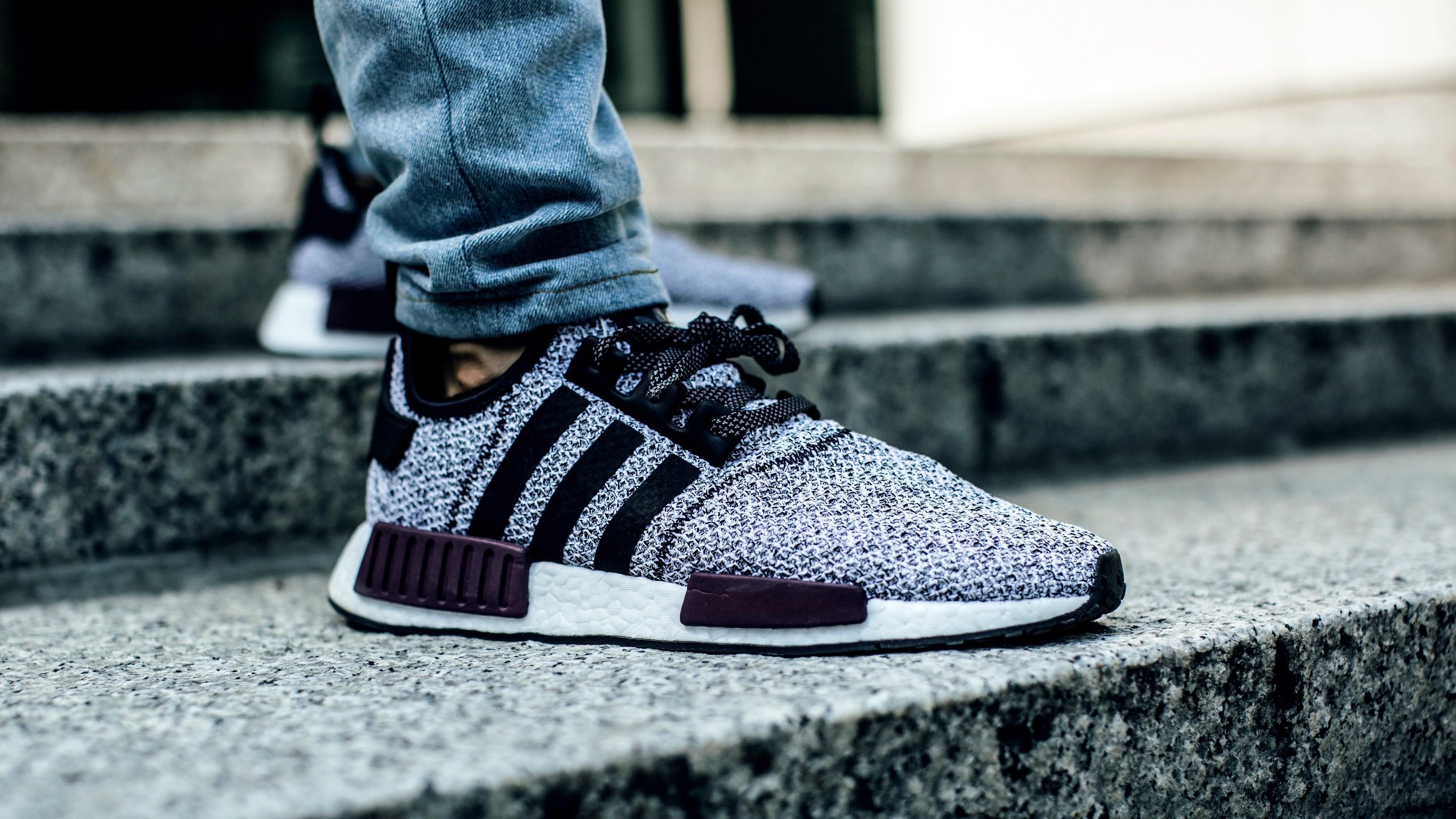 3840x2160 adidas, sneakers, shoes, jeans, legs, stairs 4k Gallery HD Wallpaper