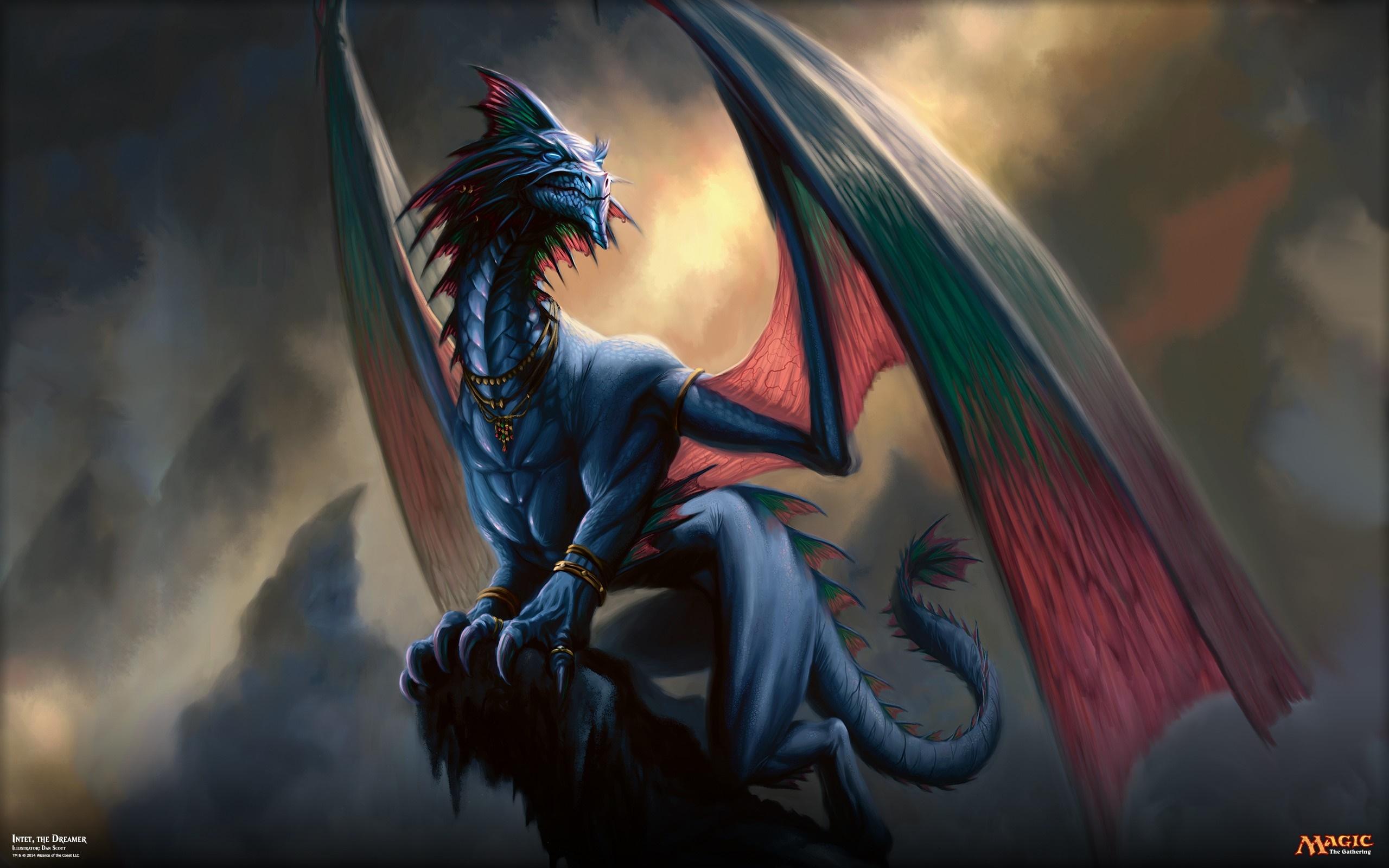 2560x1600 anime, artwork, magic, dragon, Magic The Gathering, Intet the Dreamer, darkness, wing, screenshot, computer wallpaper, fictional character Gallery HD Wallpaper