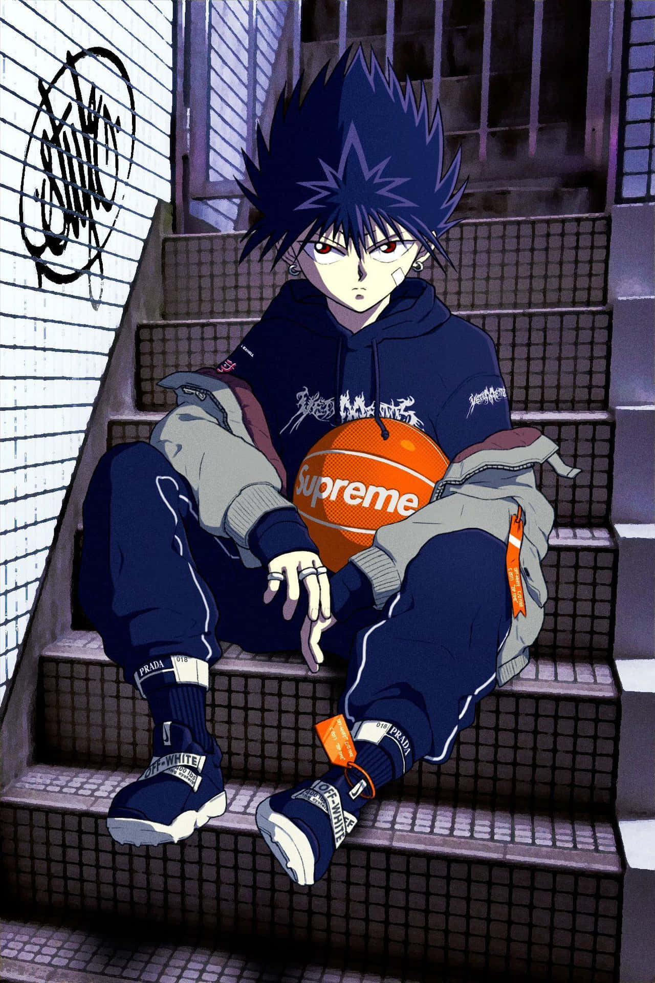 1280x1920 Download Anime Characters Wearing Supreme Wallpaper