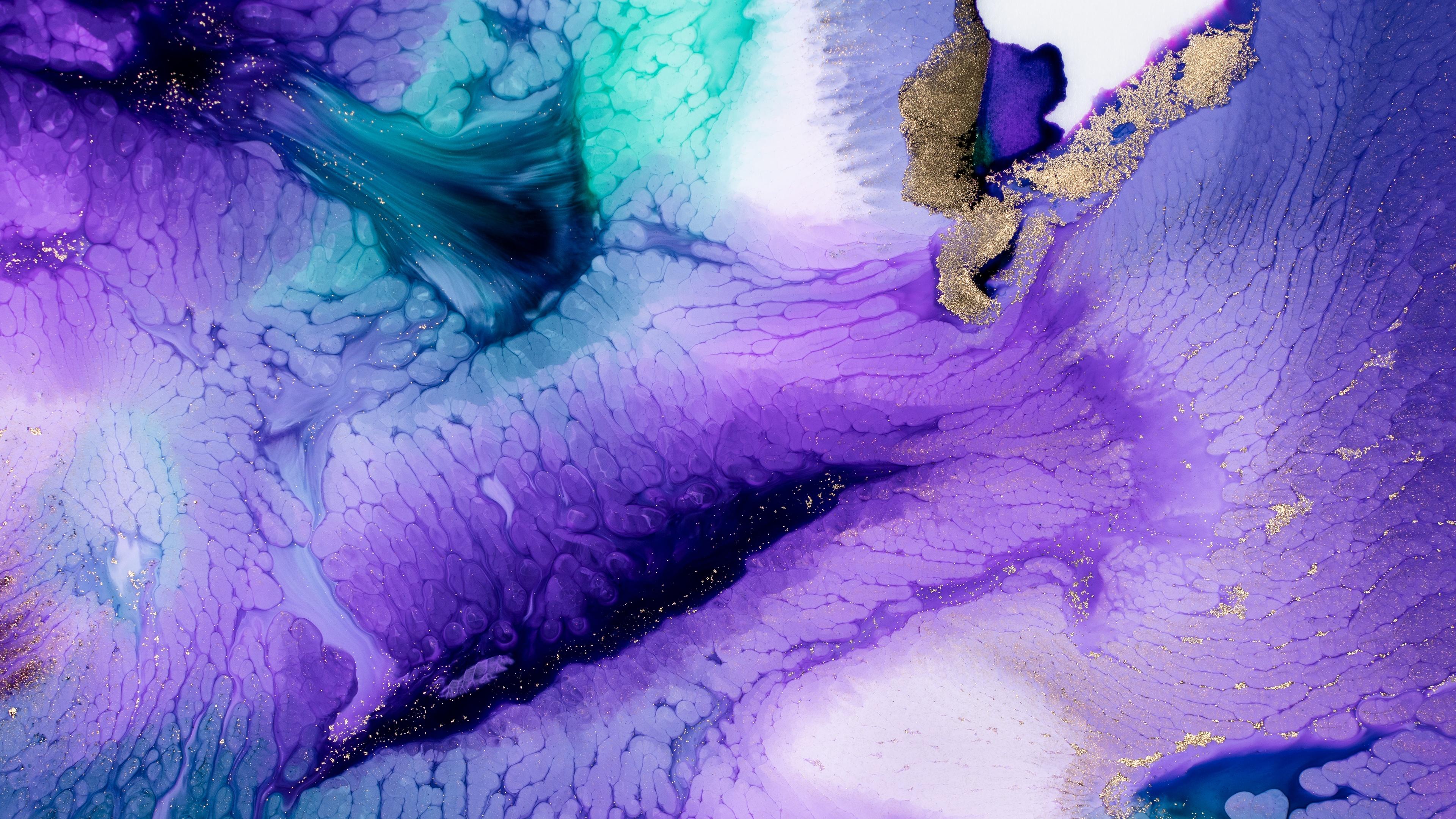 3840x2160 Pearl ink Wallpaper 4K, Liquid art, Purple aesthetic