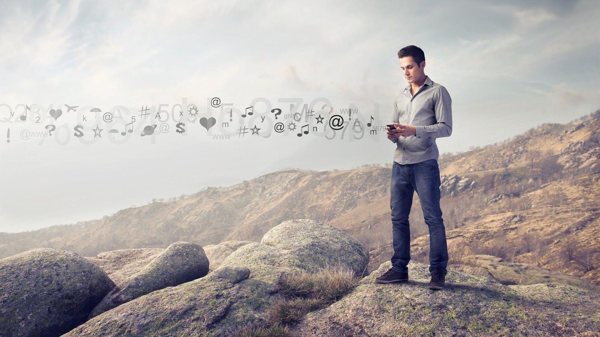 1920x1080 Download 1920x1080 creativity numbers symbols phone mountain Man men