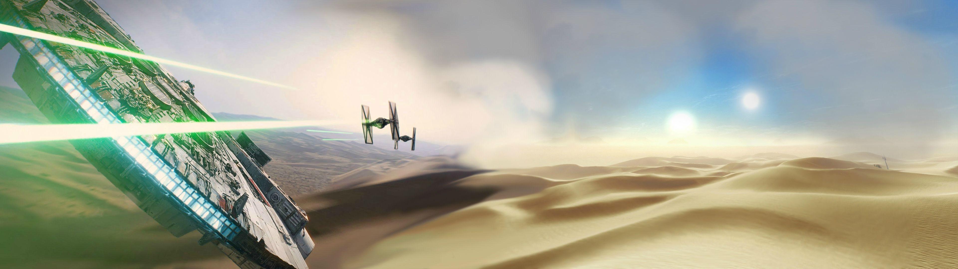 3840x1080 sunlight, Star Wars, ultrawide, dual monitors, multiple display, screenshot, natural environment, computer wallpaper, atmosphere of earth Gallery HD Wallpaper