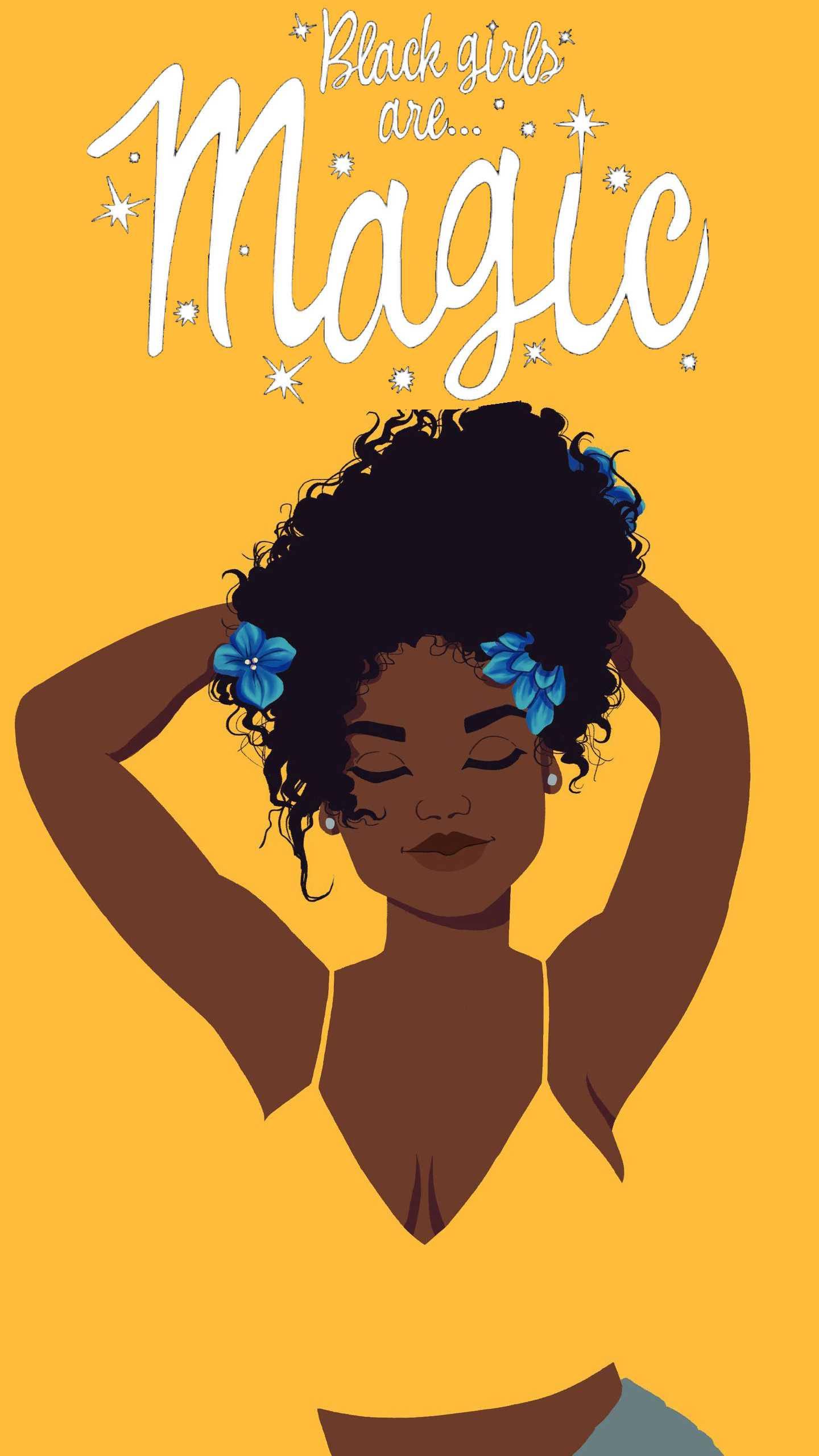 1440x2560 Download Beautiful Black Woman Are Magic Wallpaper