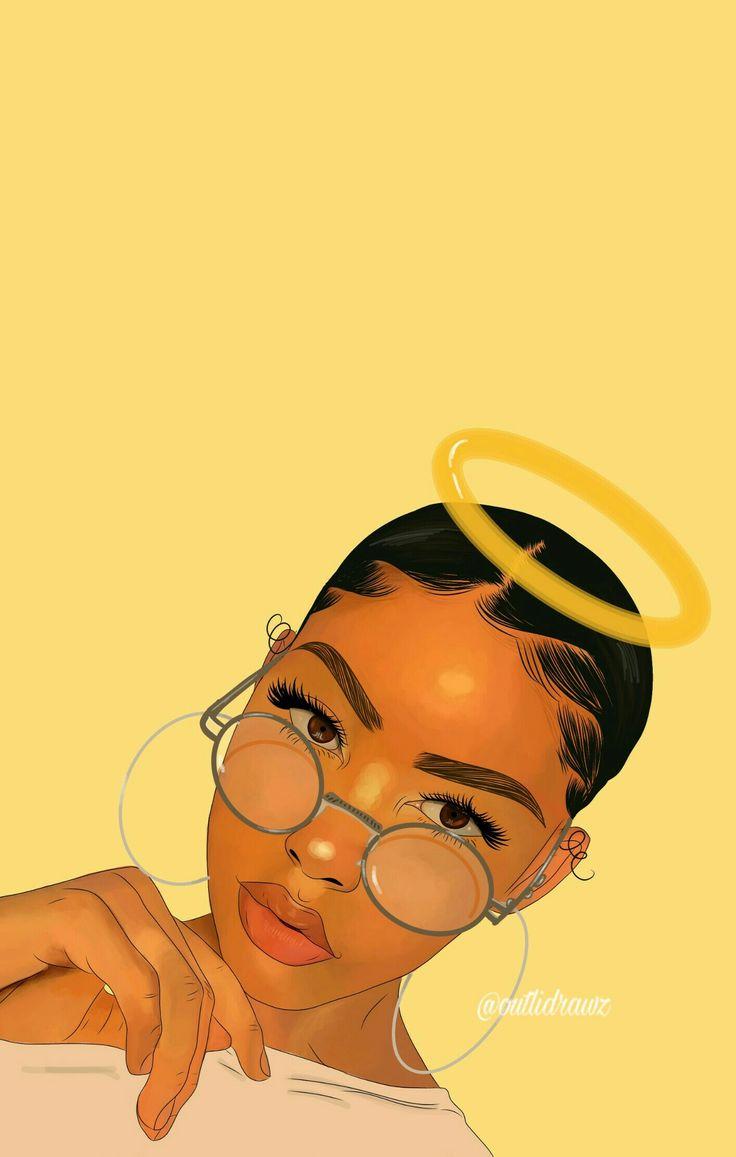 736x1157 Drawing Black Girl Wallpaper