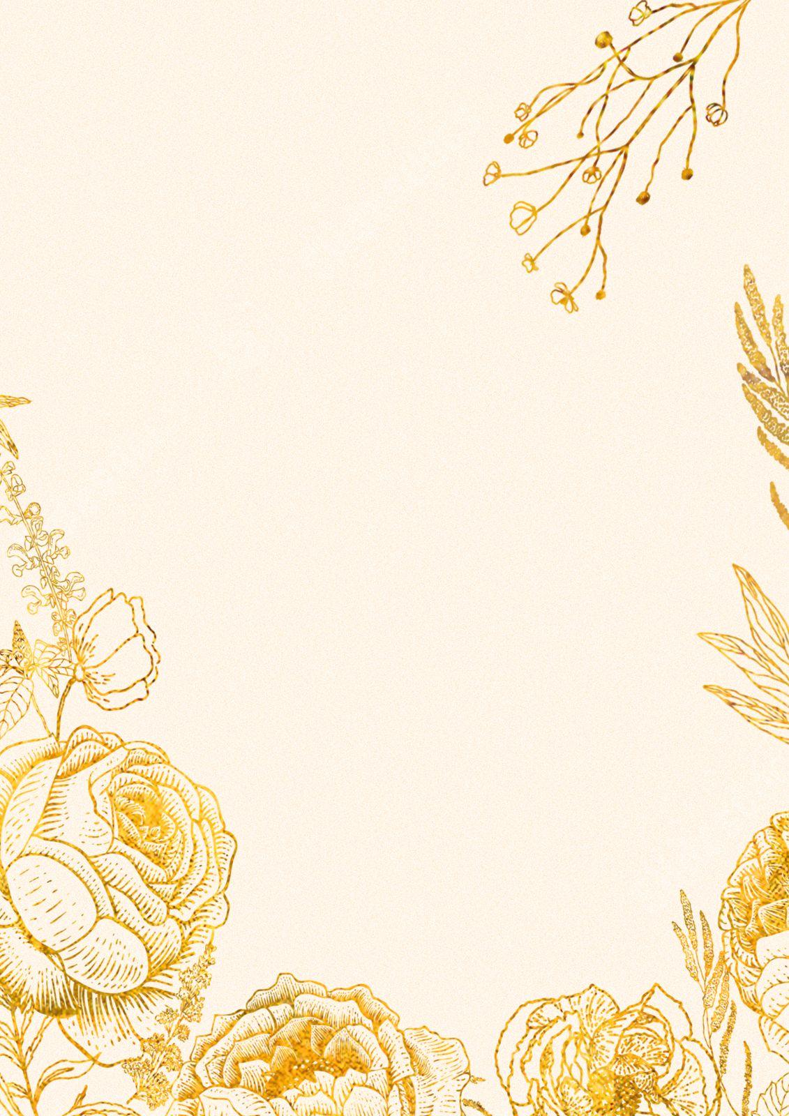 1131x1600 Simple Golden Floral Page Border Background Word Template And Google Docs For Free Download