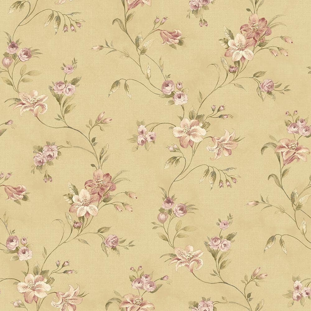 1000x1000 Chesapeake Lorraine Lily Gold Floral Gold Wallpaper Sample CCB02133SAM Home Depot