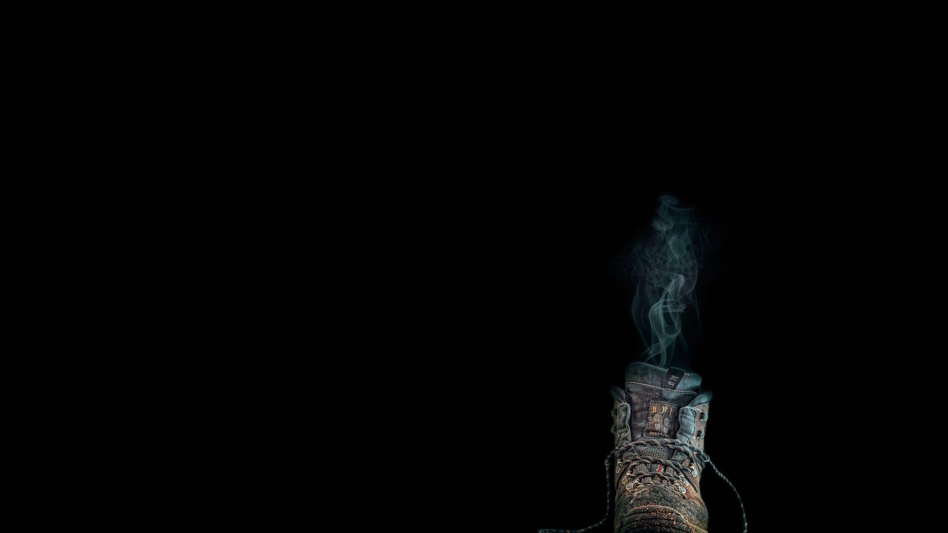 1920x1080 Desktop Wallpaper Minimalism Black Background Boots Smoke Dirt Humor Lace, HD Image, Picture, Background, Yzixzr