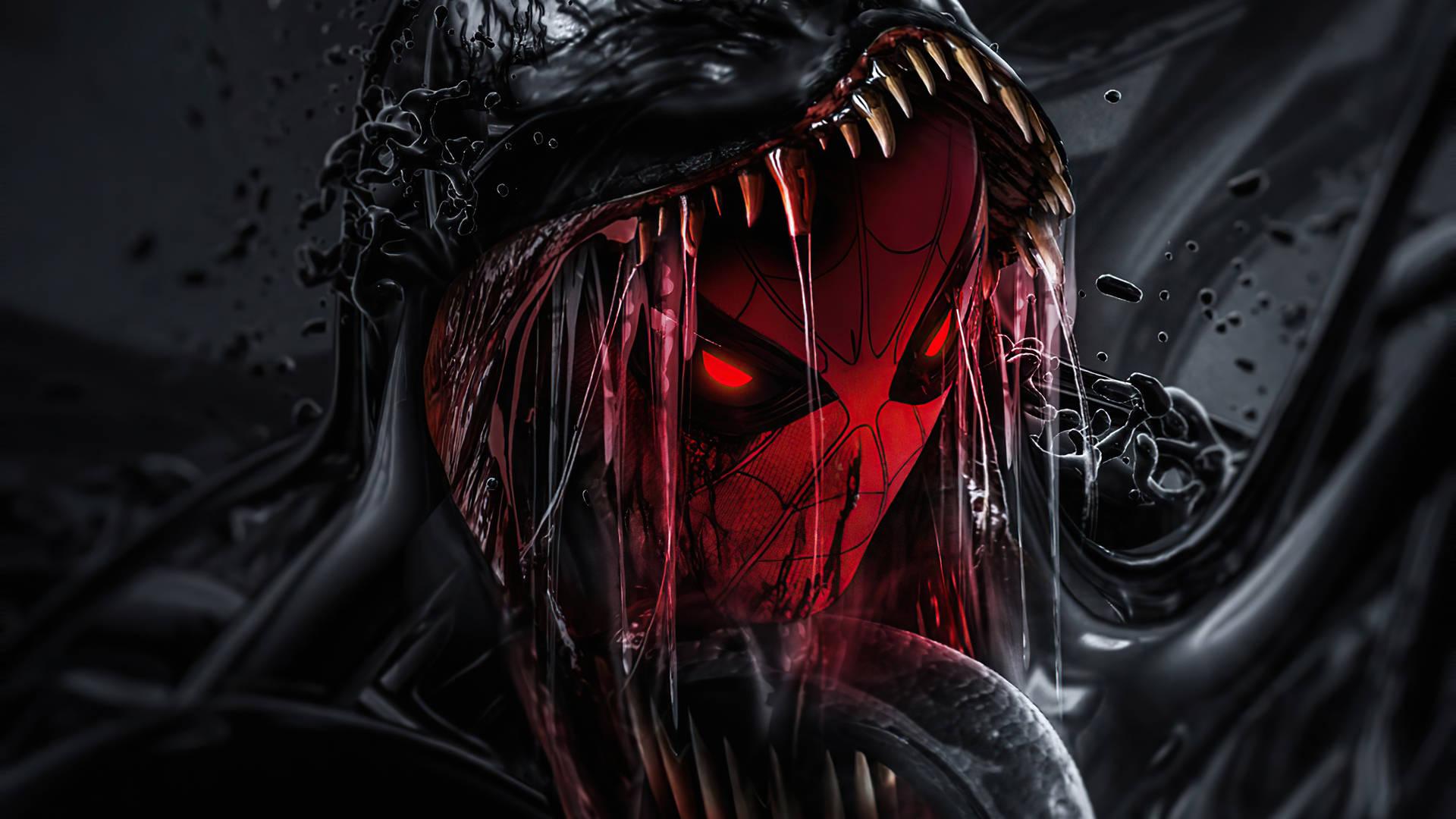 1920x1080 Download 4k Ultra HD Venom Mouth With Spider Man Wallpaper