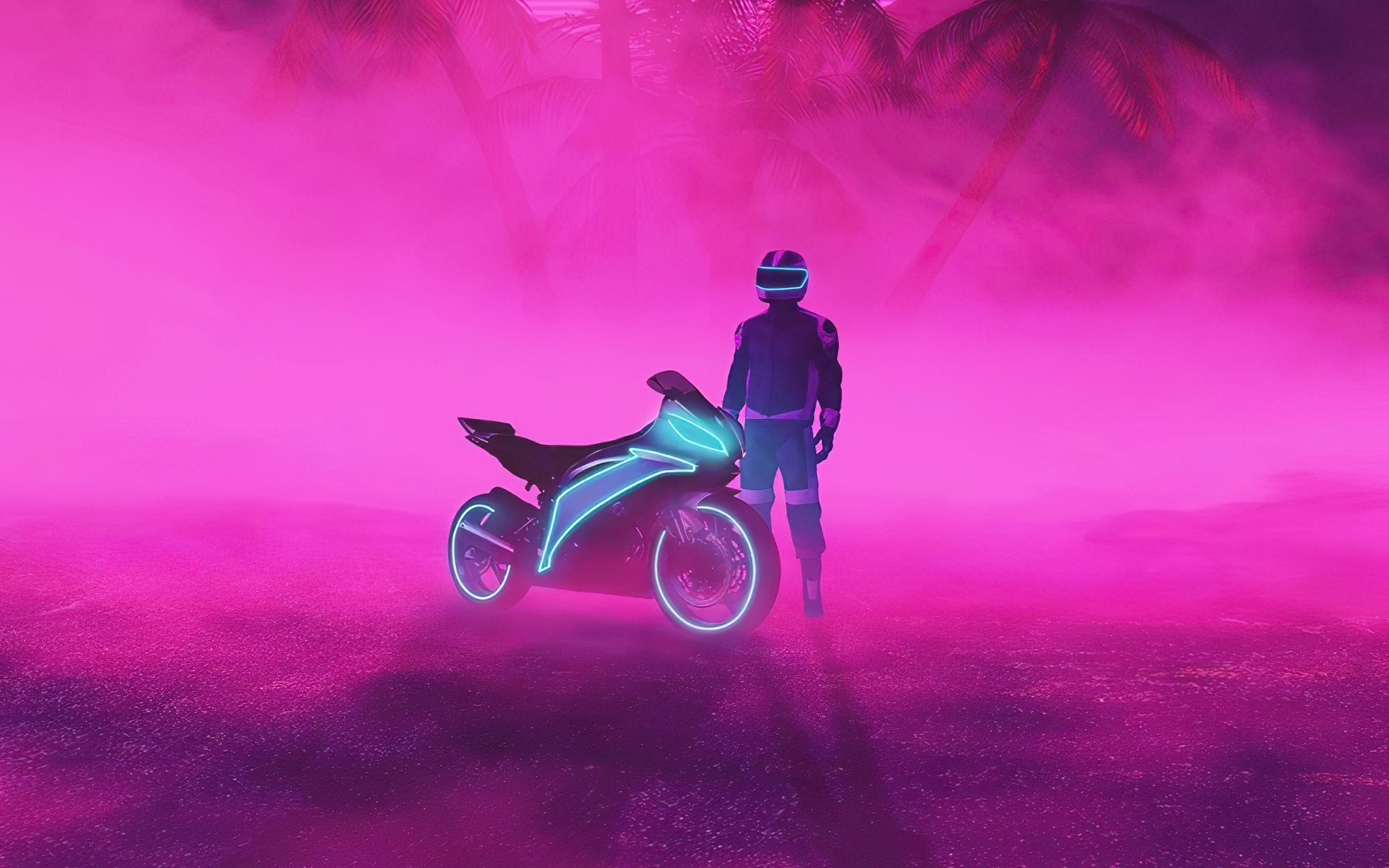 2880x1800 Wallpaper 4k Neon Biker Boy Wallpaper