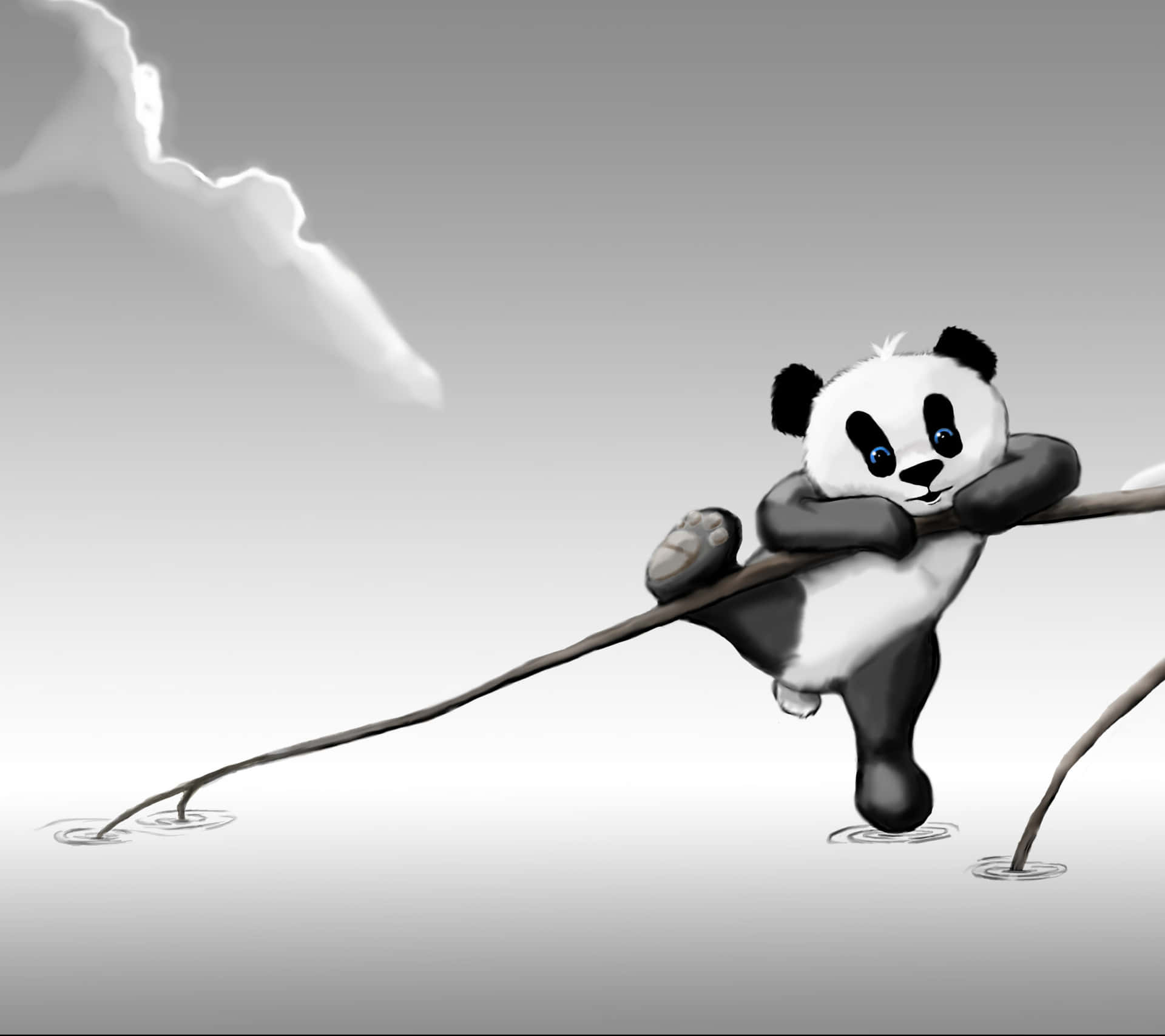 1920x1707 Download White And Grey Cute Cartoon Panda Wallpaper