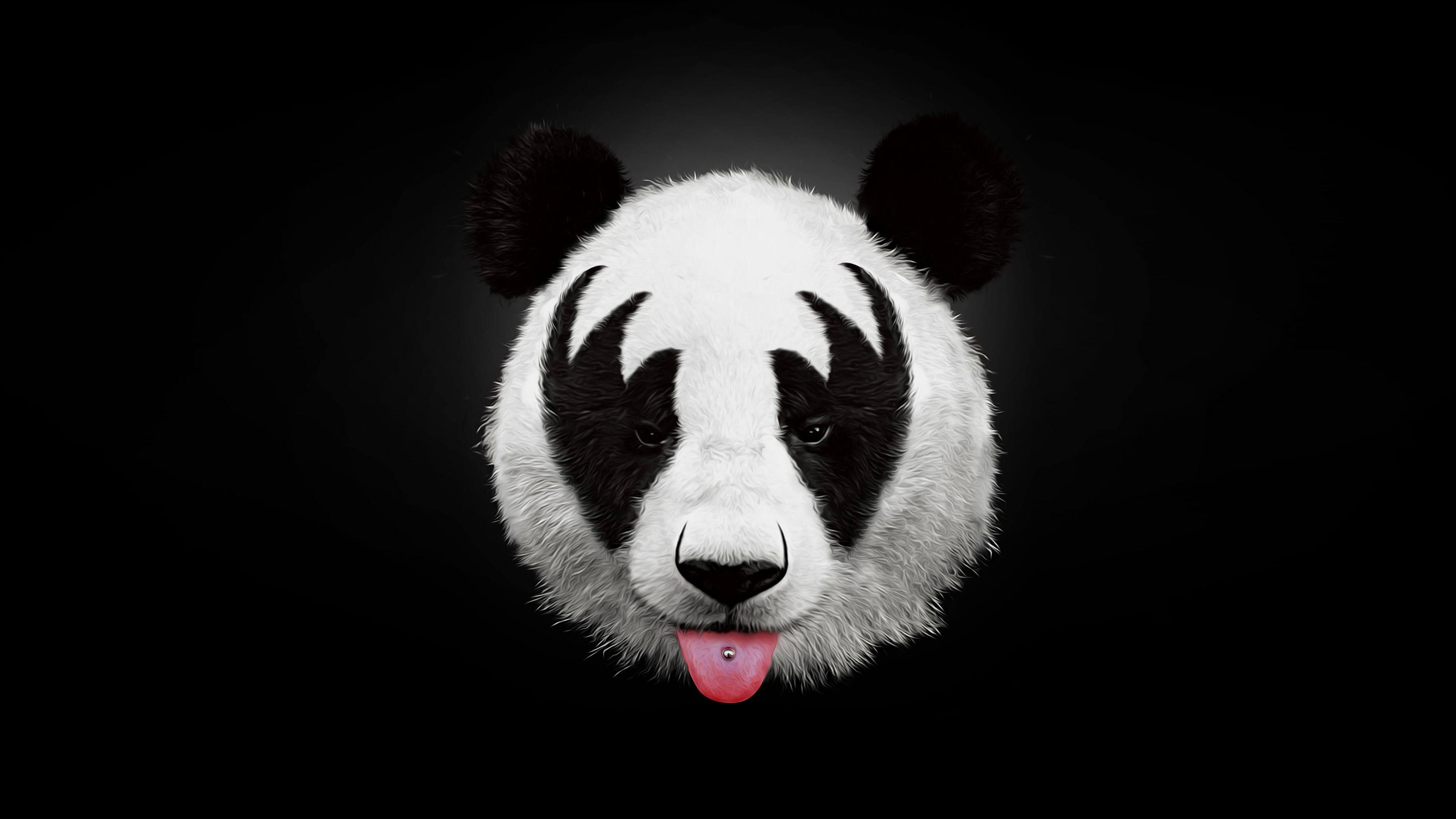 3840x2160 Wallpaper White and Black Panda Illustration, Background Free Image