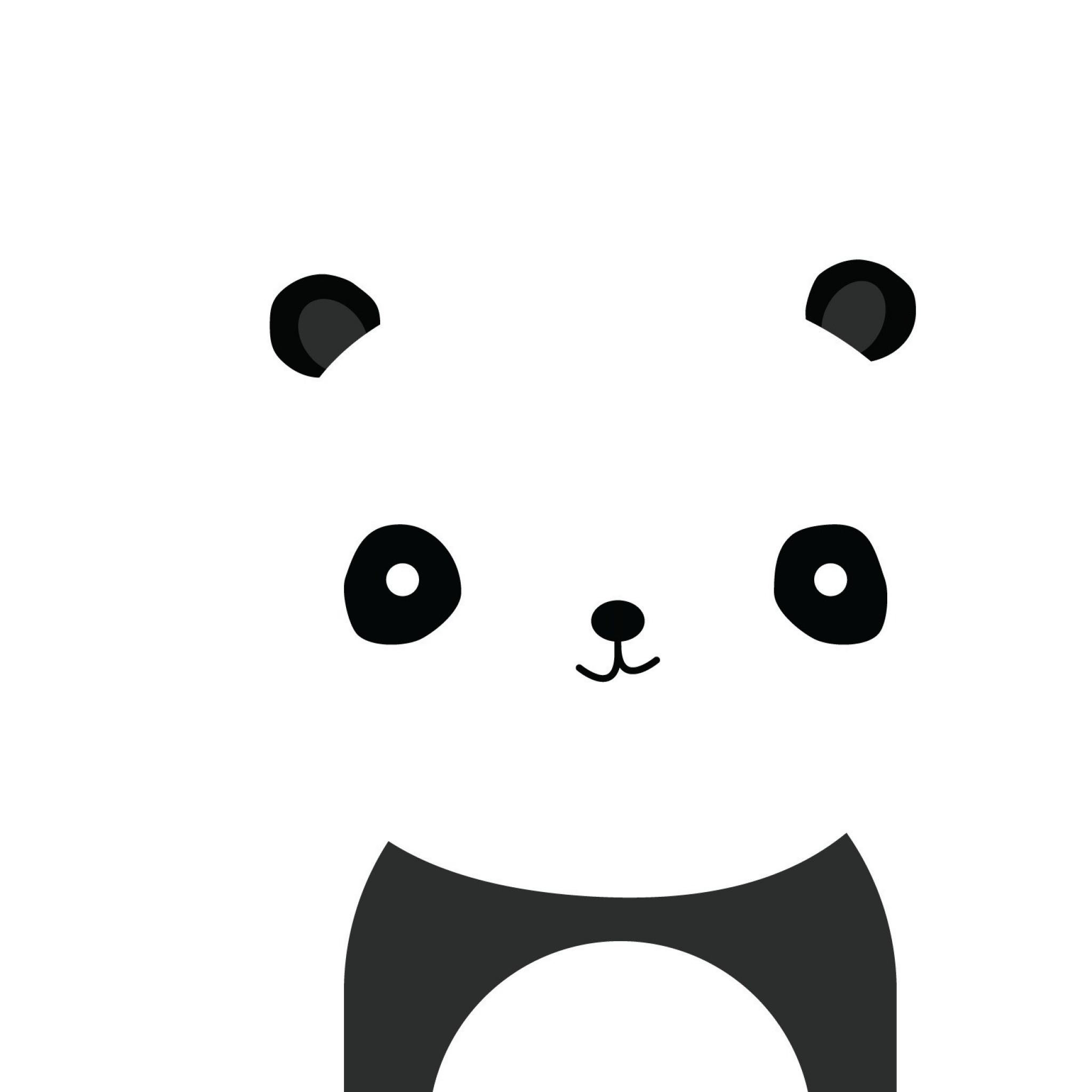 2048x2048 Preview wallpaper panda, smile, white, black, minimalist 2048×2048
