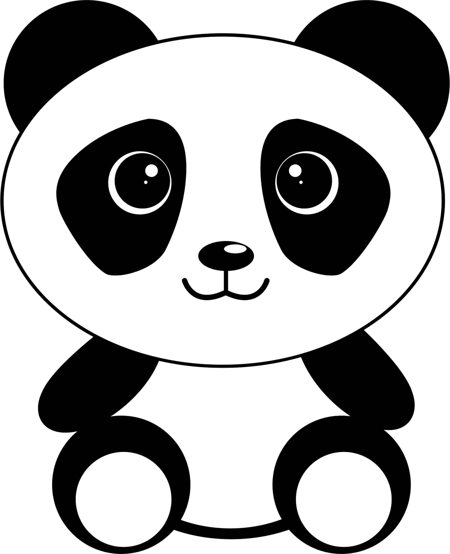 1559x1920 Download Plain Black White Cute Cartoon Panda Wallpaper