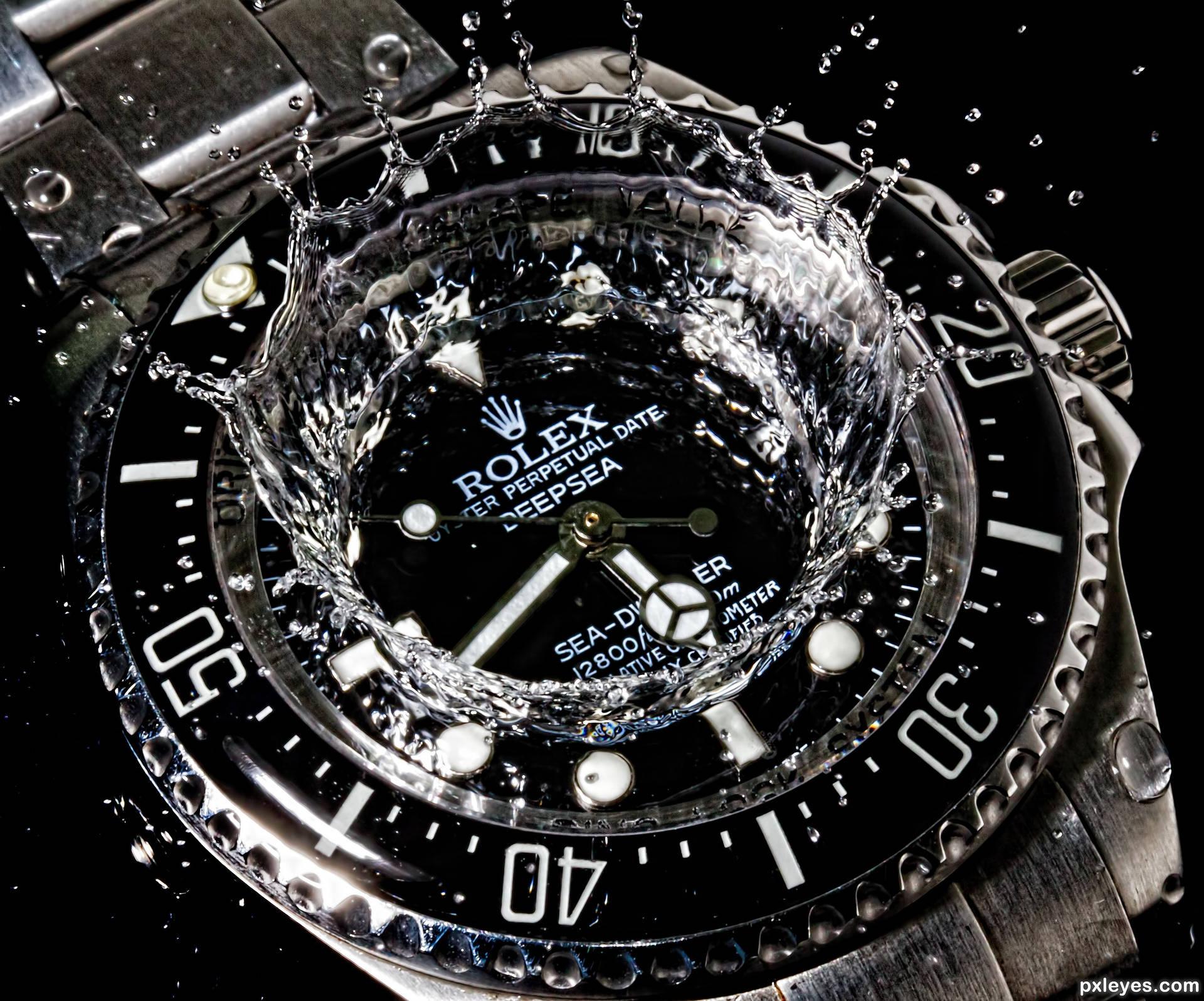 1920x1596 Download Rolex Watch Water Splash Wallpaper