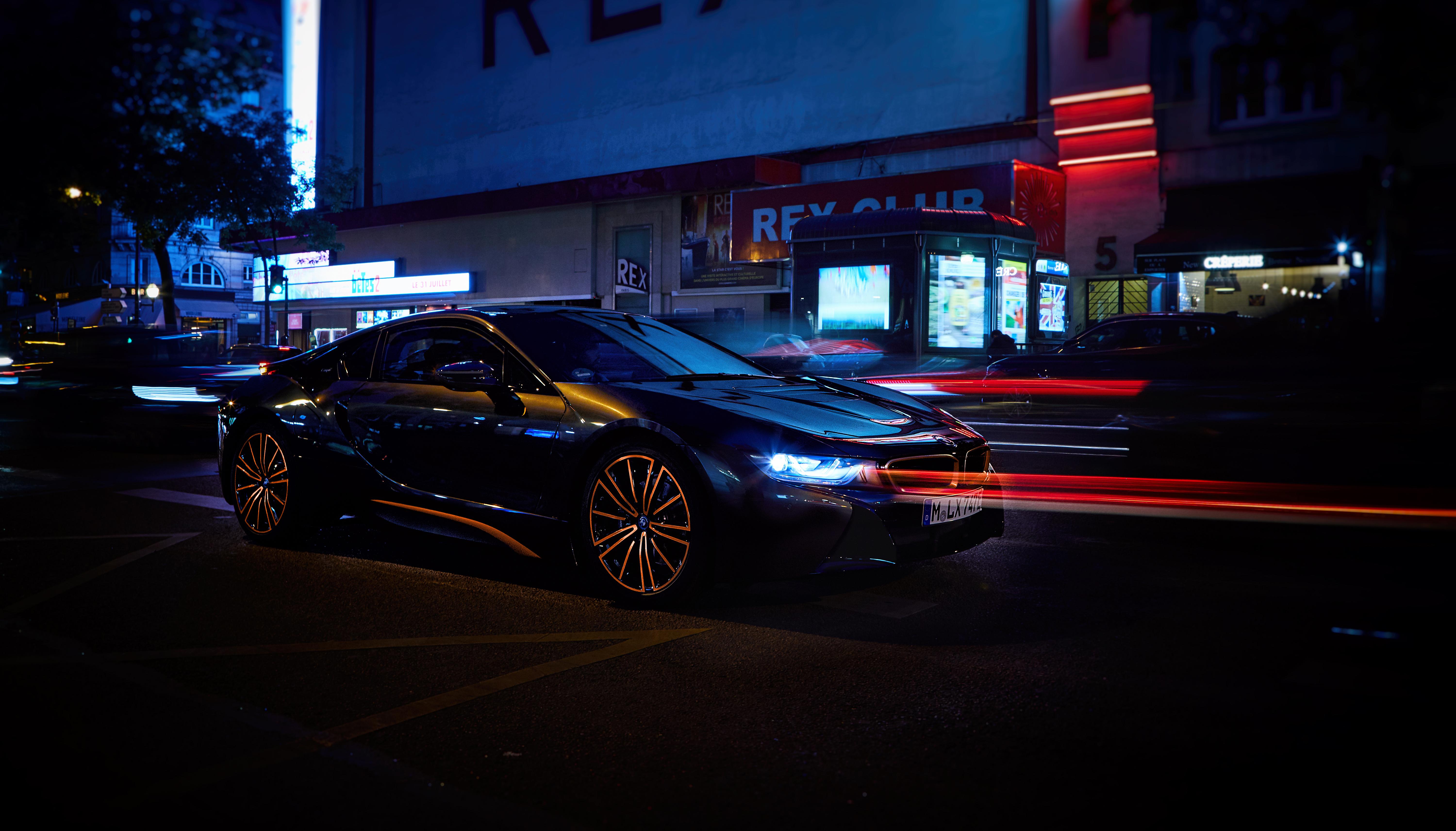 6000x3427 BMW I8 Ultimate Sophisto Edition Wallpaper 4K, Night, Urban, 5K, Black Dark