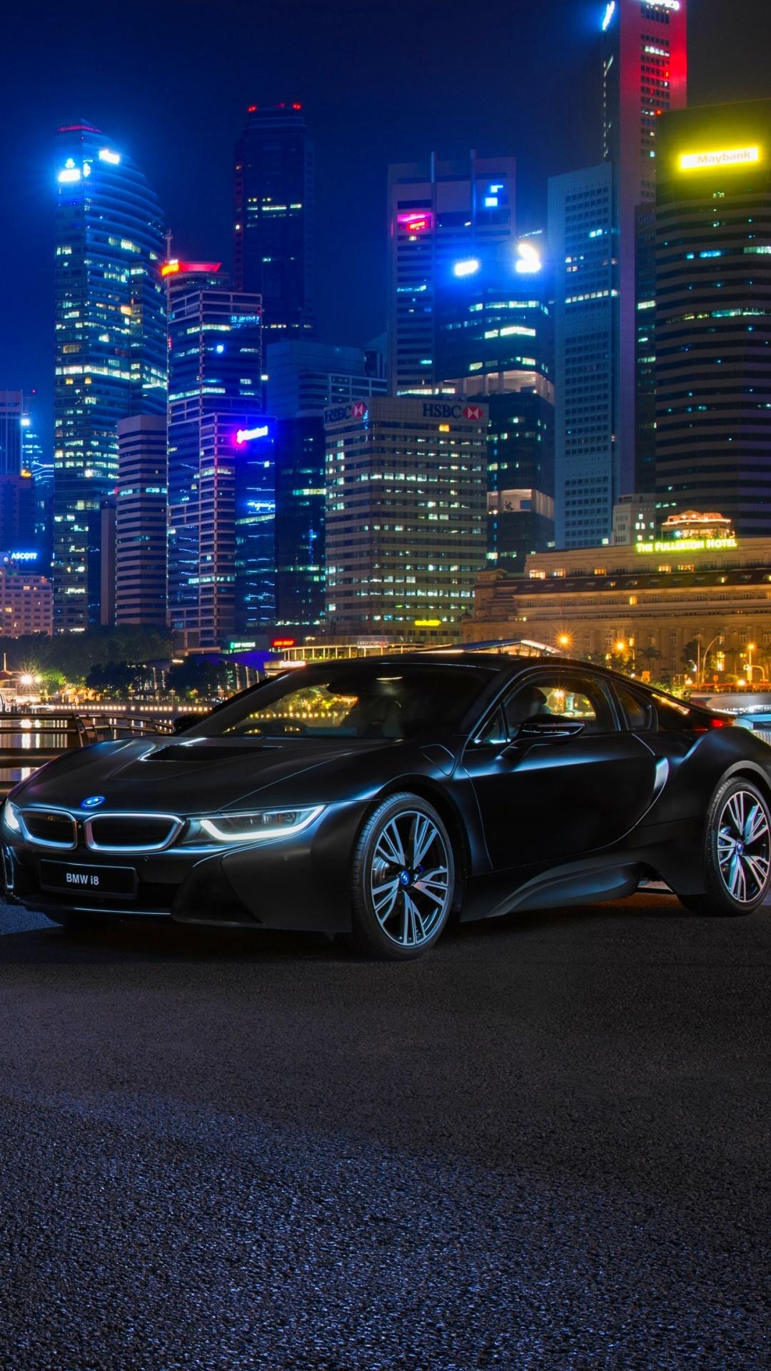 1080x1920 Wallpaper / Vehicles BMW i8 Phone Wallpaper, Night, City, Car, BMW, Black Car, 1080x1920 free download