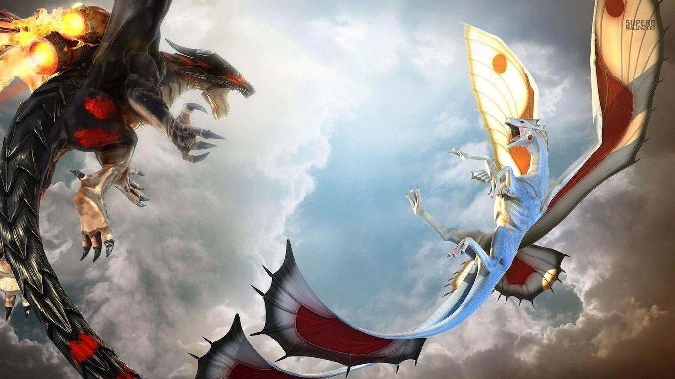 1366x768 dragon fantasy art digital art
