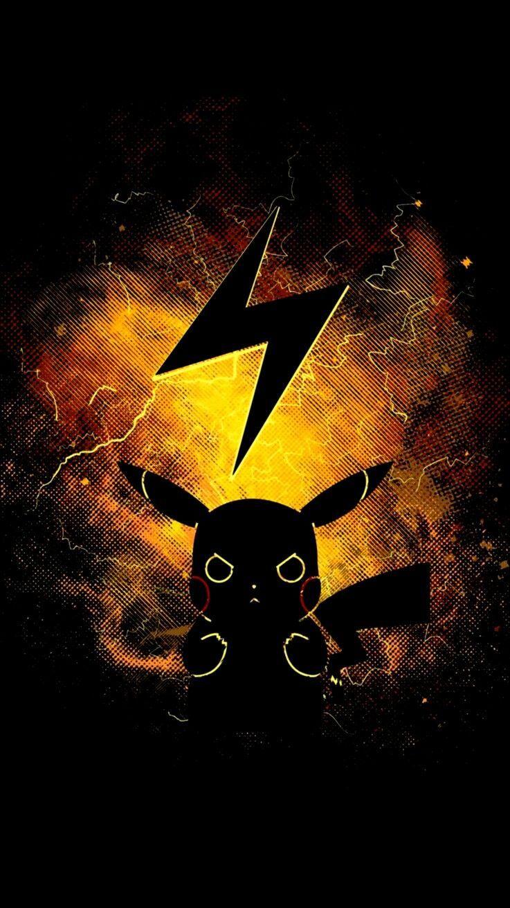 737x1311 Pikachu Black Wallpaper